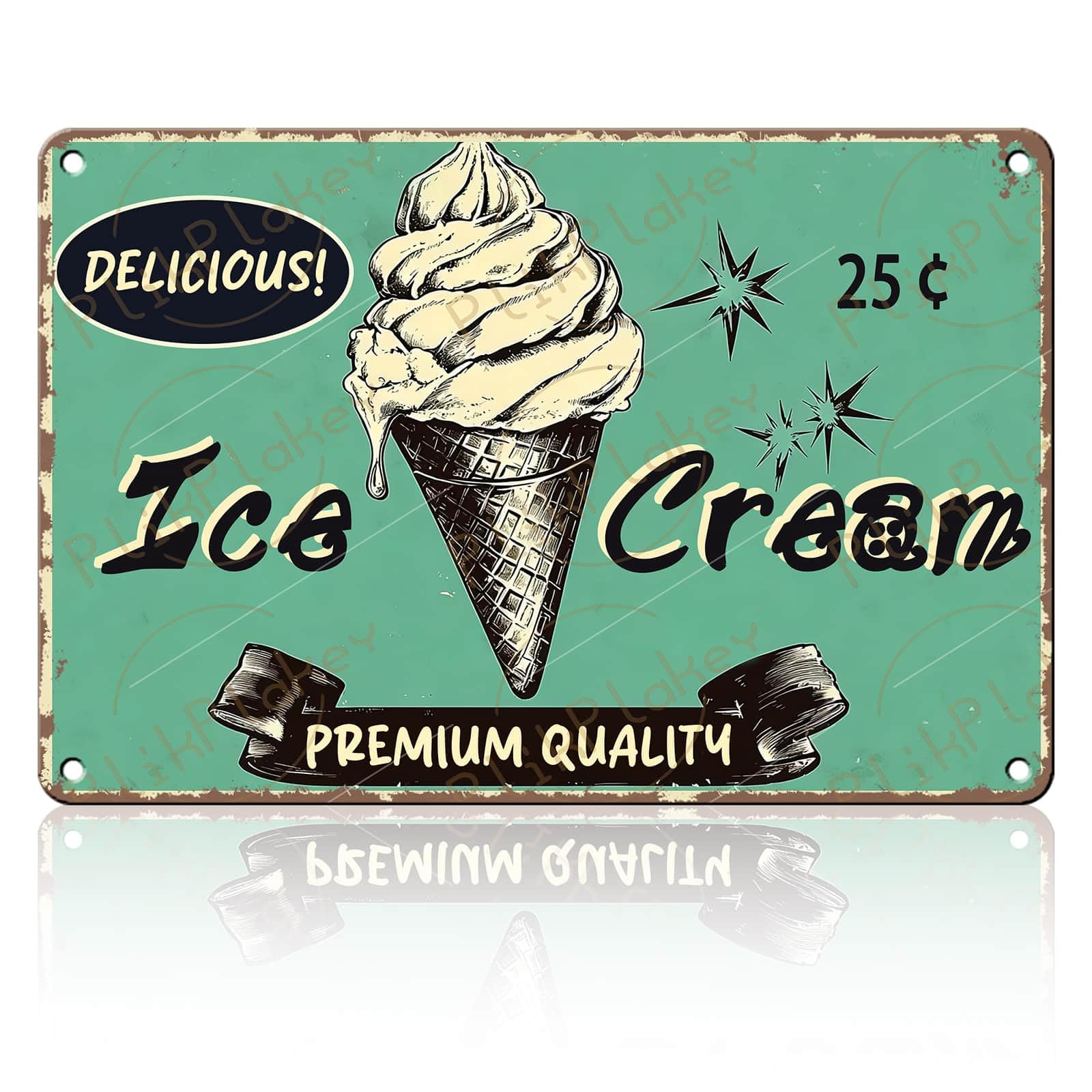 Vintage Metal Tin Sign Ice Cream Retro Sweet Food Diner Wall Decor Kitchen Cafe Bar Club Home Kids Room Living Room Dessert Store Hotel Poster 12x8 Inch