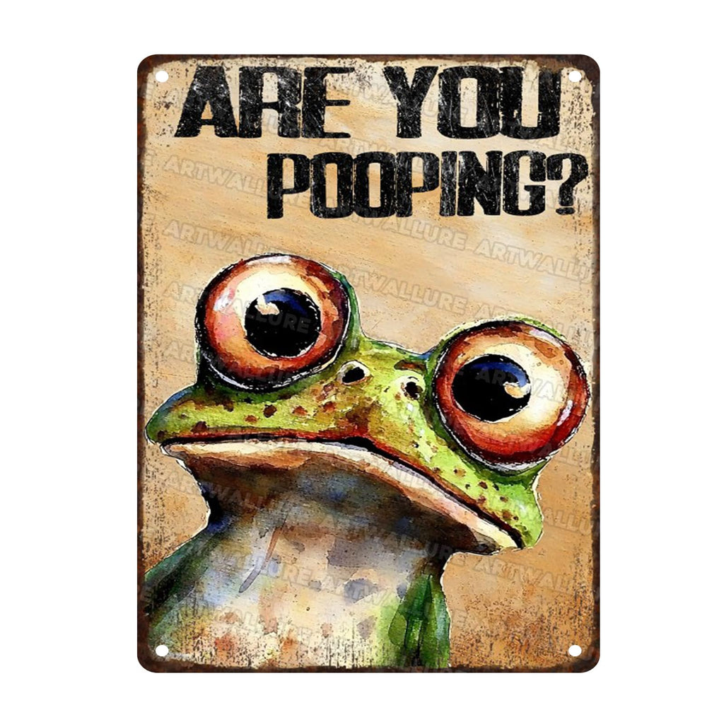 Are You Pooping Frog Sign Funny Bathroom Decor Metal Wall Art For Toilet Restroom Washroom 8x12 Inch