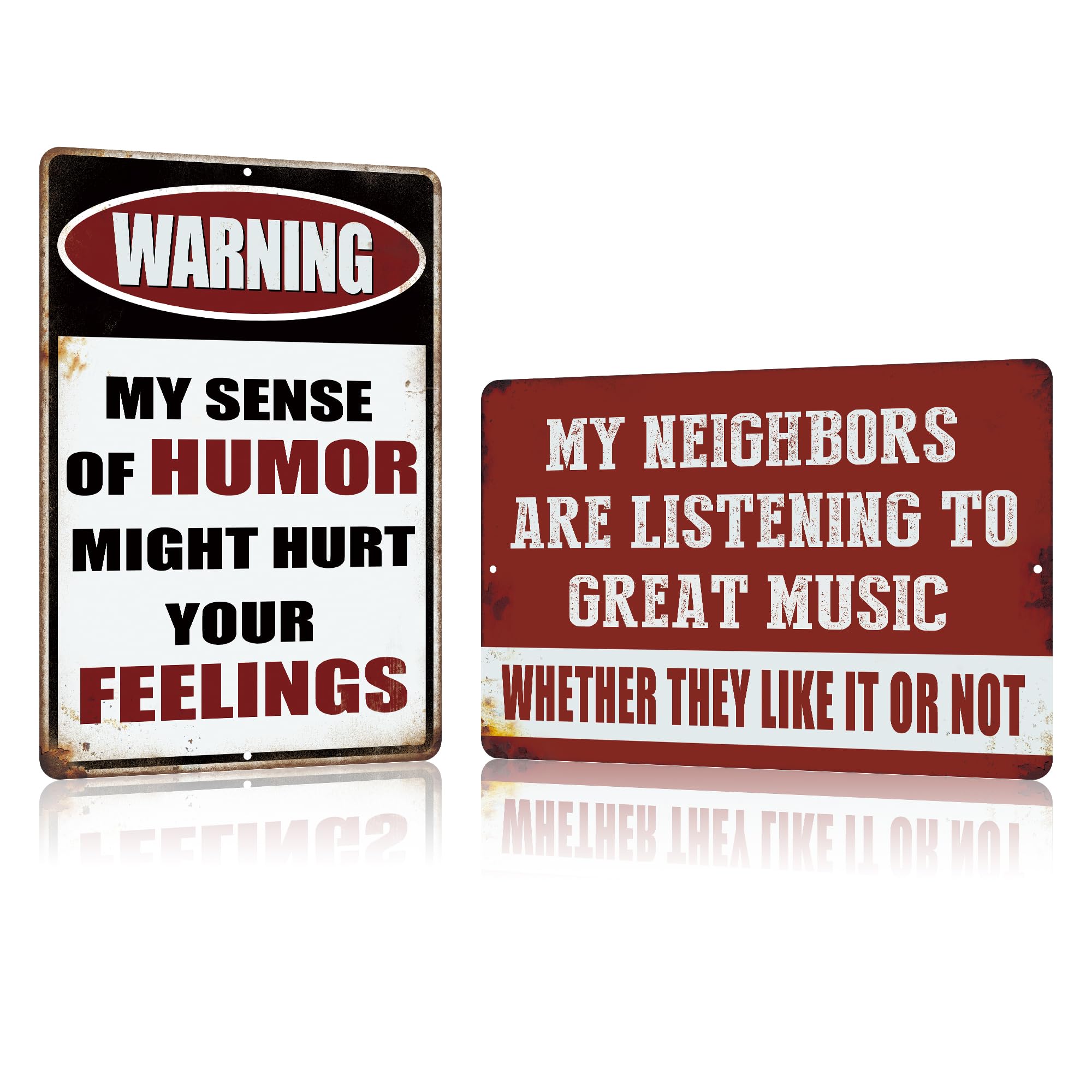 Yniaun Decor Vintage Man Cave Decor Funny Sarcasm Music Metal Tin Signs Garage Bar Patio Wall Decorations Gifts for Men 12 X 8 Inches Outdoor & Indoor - My Neighbors Are Listening to Great Music