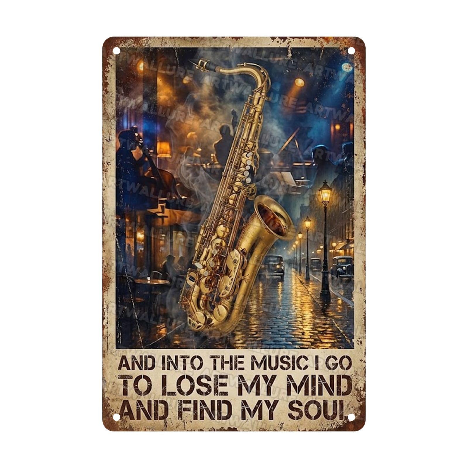 Acoustic Guitar Metal Tin Sign Nature Scenery Music Decor Vintage Wall Art Gift for Guitar Player Camping Lover 8x12Inch