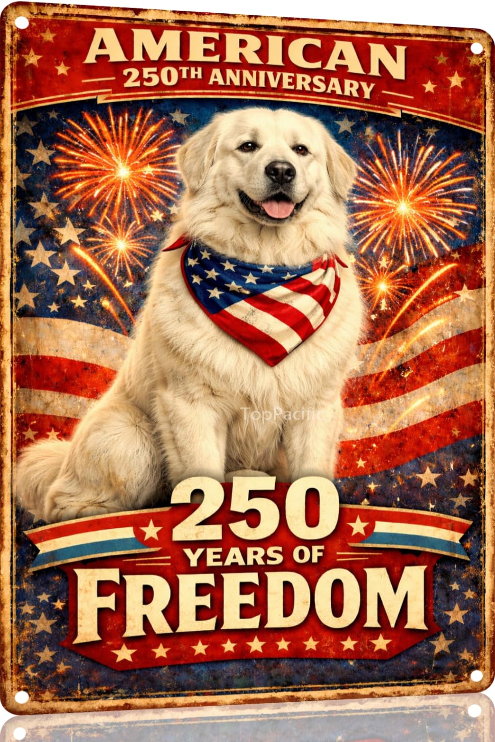 American 250th Anniversary Border Collie Funny Tin Sign 12x8 Inch Independence Day Vintage Metal Wall Art Retro Humor for Kitchen Bedroom Room Home Gift Decoration(59342)