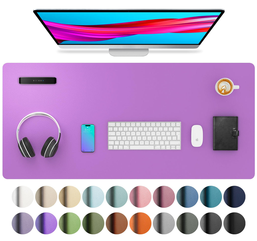 Aothia Non-Slip Waterproof PU Leather Desk Pad Protector for Mouse, Writing Desk, Office, Home, Laptop Blotter, 23.6" x 13.7", Black