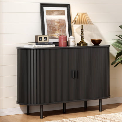 ONBRILL 55" Sideboard Buffet Cabinet with Storage, Sliding Door & Adjustable Shelf, Modern Accent Coffee Bar Console Table for Kitchen, Entryway, Walnut