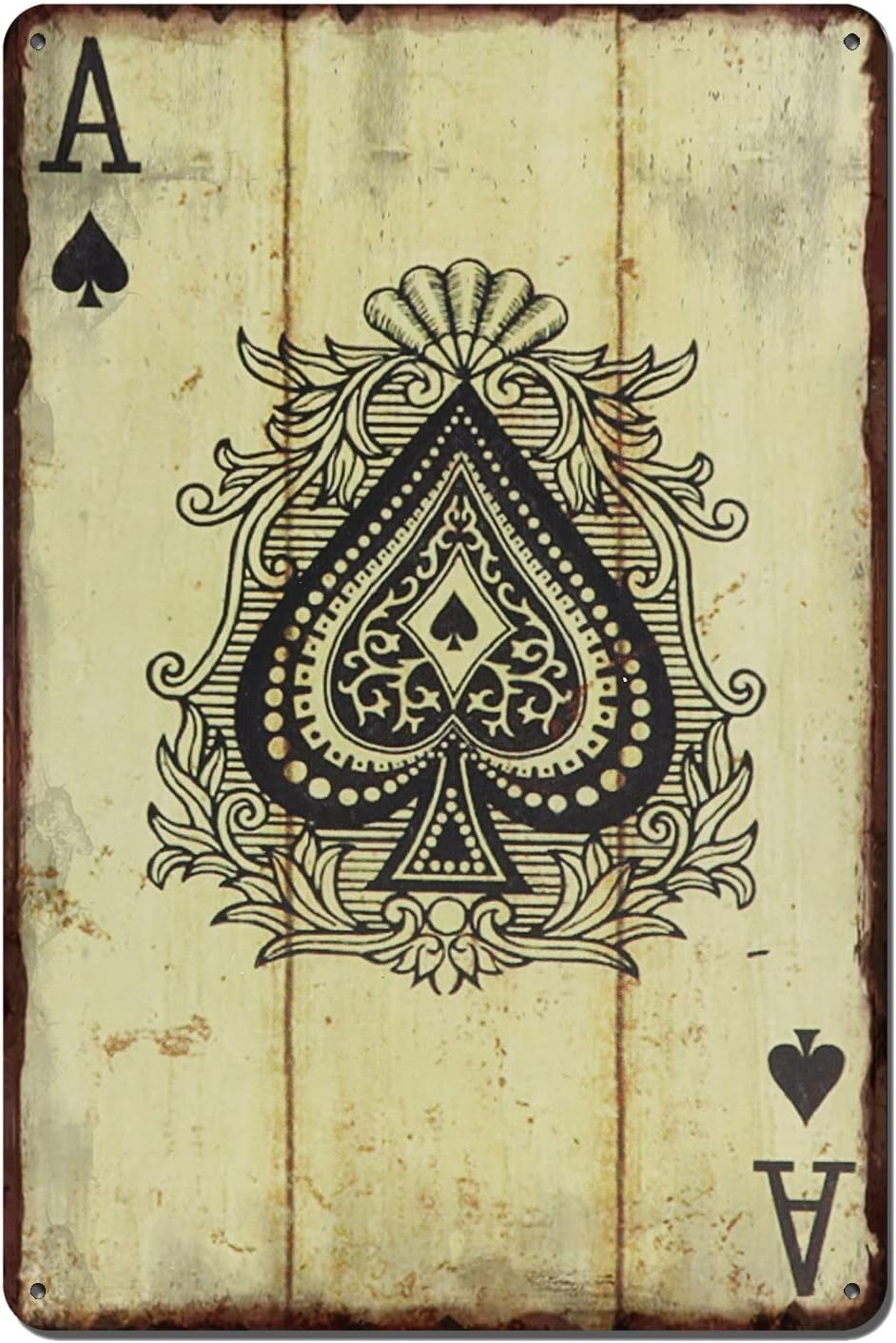 Vintage Poker Wall Decor Metal Sign Retro tin Sign Wall Decorative Signs for Man Cave Home Cafe Pub bar Shop 12x8 Inch Spades Ace