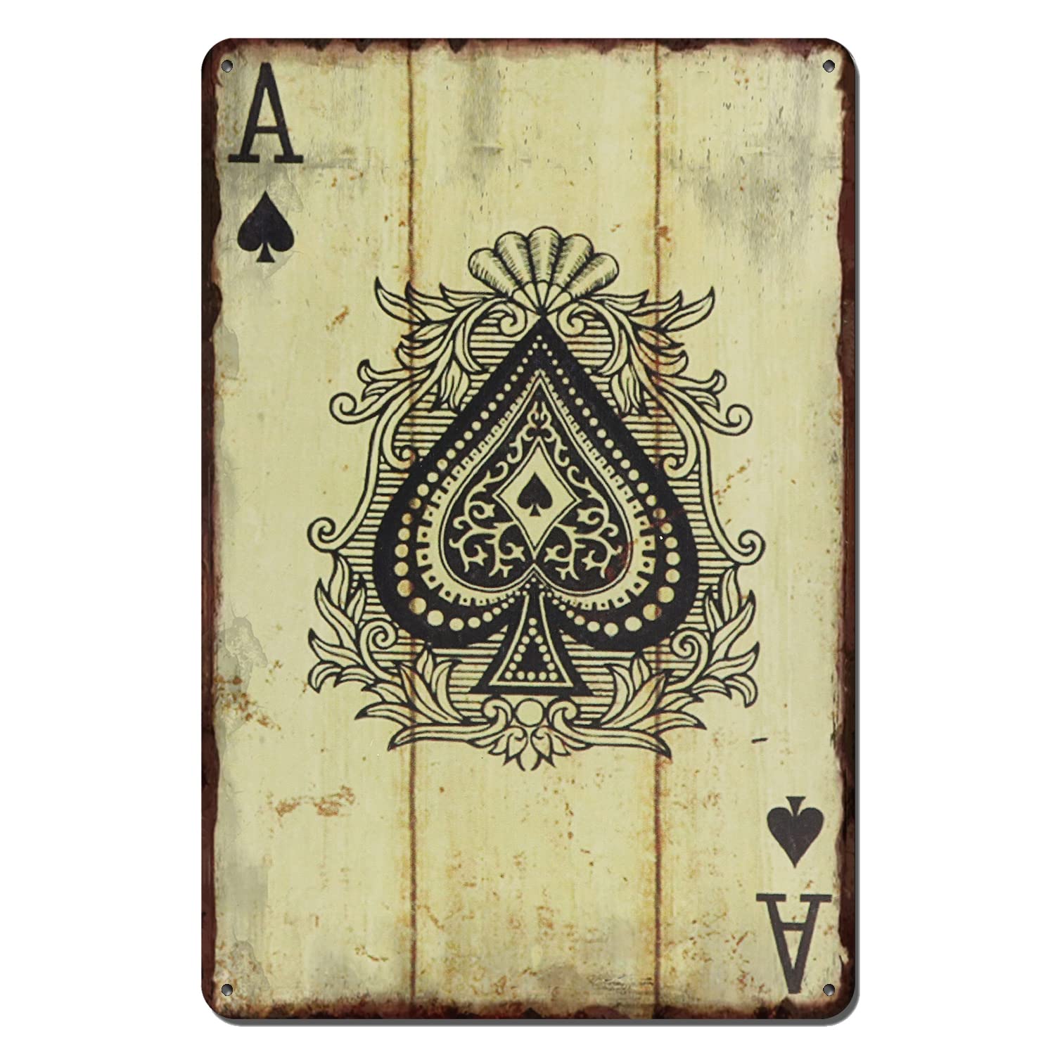 Vintage Poker Wall Decor Metal Sign Retro tin Sign Wall Decorative Signs for Man Cave Home Cafe Pub bar Shop 12x8 Inch Spades Ace
