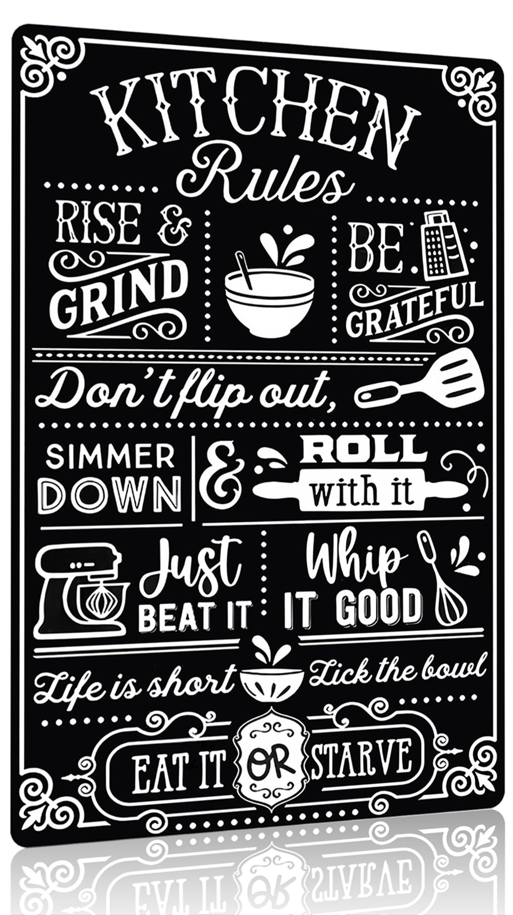 Crazysign Funny Kitchen Gifts for Women&Mom Kitchen Rules with Humorous Cooking Quotes Vintage Tin Sign for Home Farmhouse Kitchen Dining Room Decor 8x12 Inch (3367)