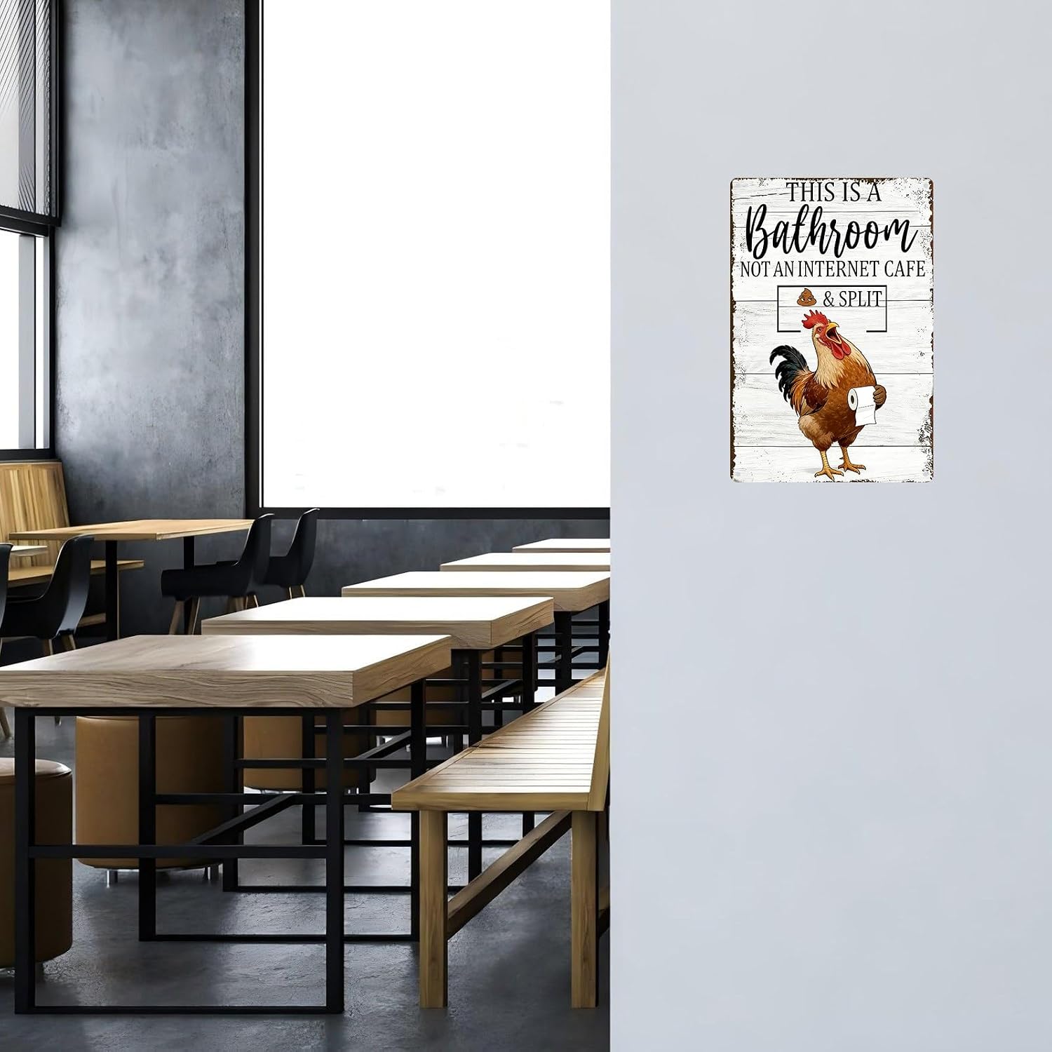 Funny Chicken Metal Tin Sign Bathroom Decor This Is A Bathroom Not An Internet Cafe Signs Retro Posters for Home Restroom Toilet Washroom 8x12inch