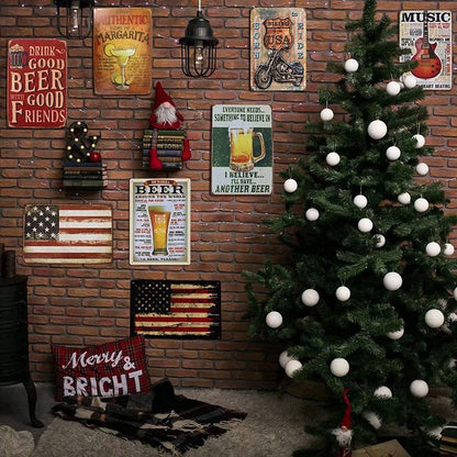 Retro Metal Tin Sign Wall Decoration with American Flag Pattern, Used for Bar Home Living Room Decoration 12 X 8 Inches