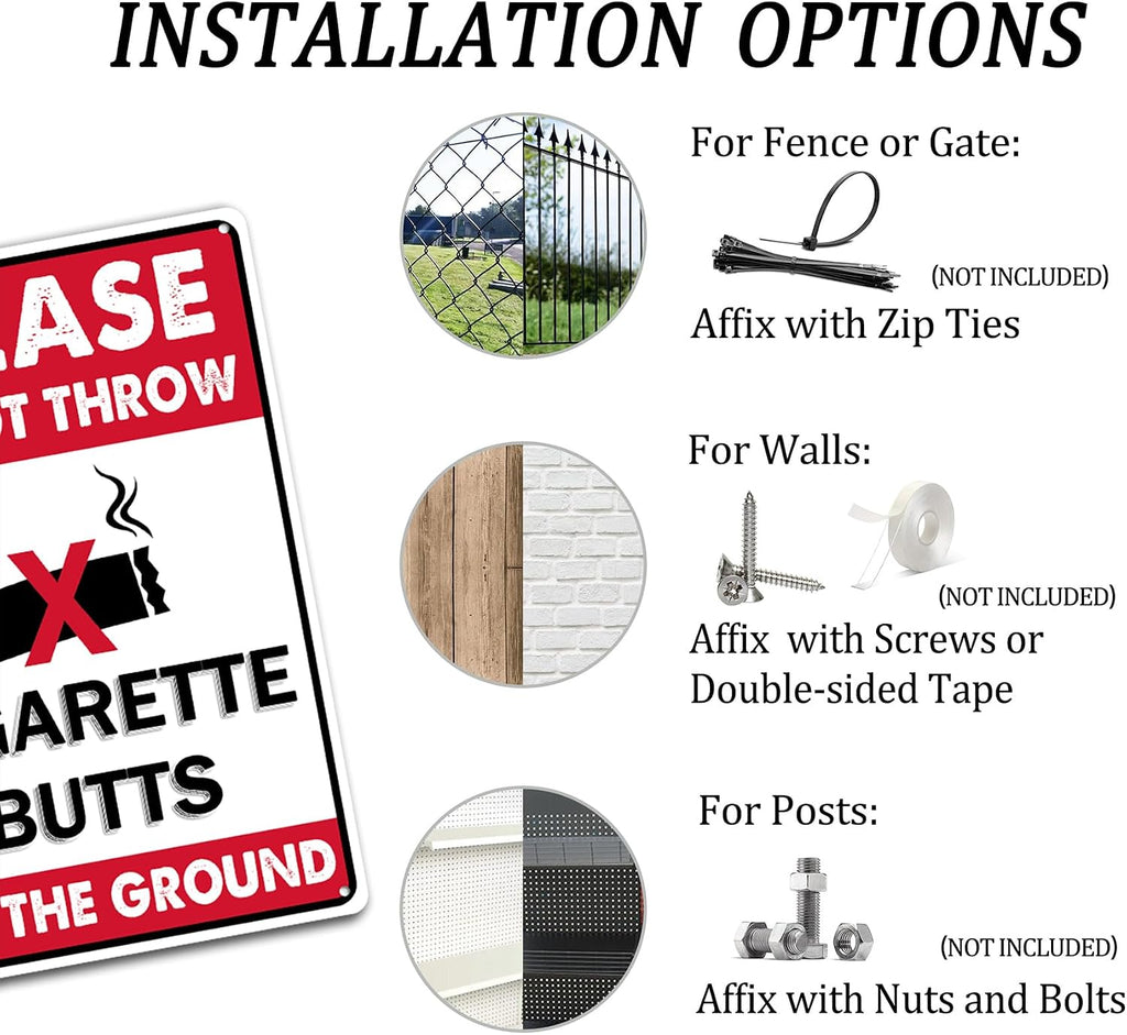 Please Do Not Throw Cigarette Butts On The Ground Tin Sign Funny Warning Metal Signs Yard Street Cafe Park Decor Signs 8x12 Inch
