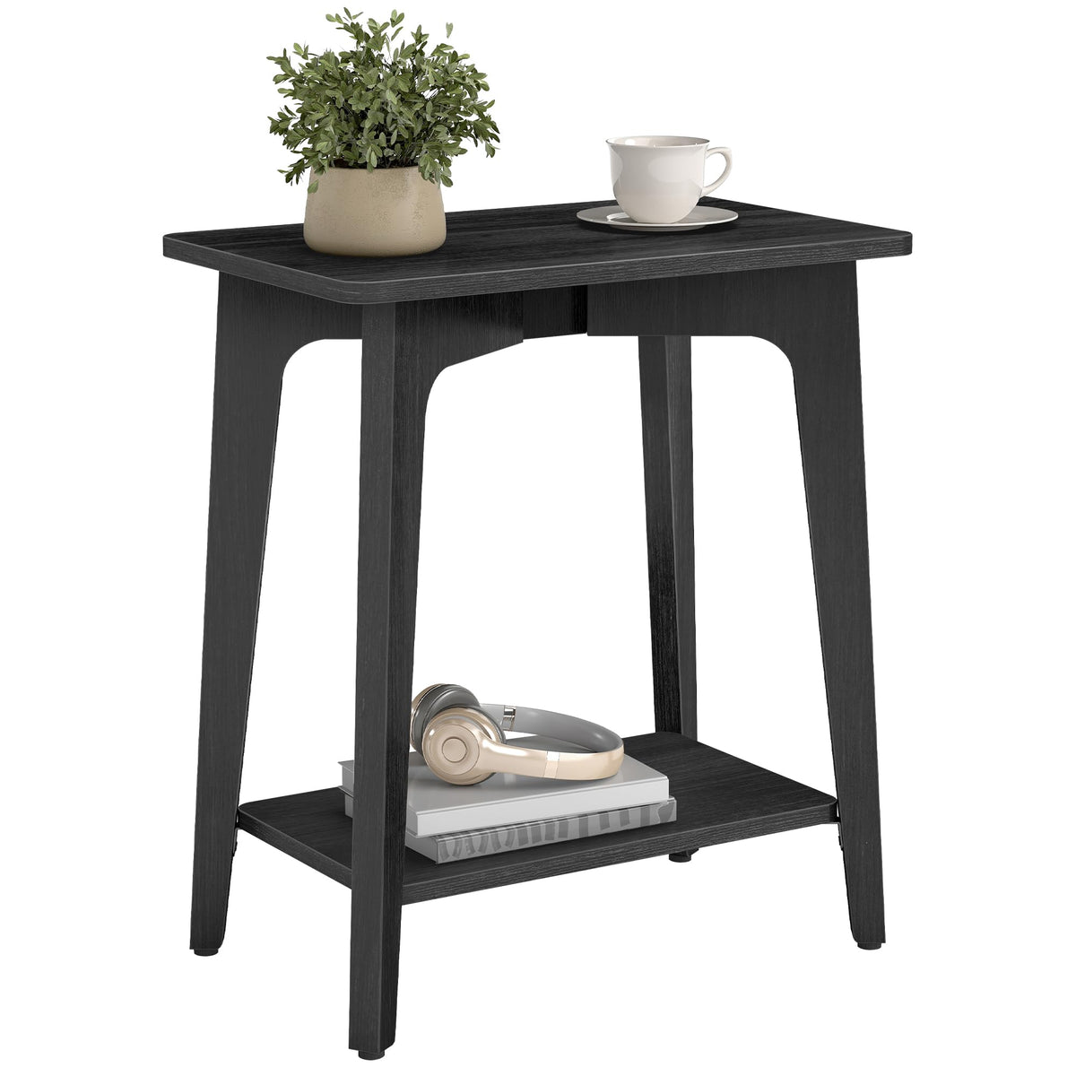 VASAGLE MAEZO Collection - Small Side Table, Round End Table, Nightstand with Tapered Legs, Curved Transitions, for Small Spaces, Living Room, Bedroom, Honey Brown ULET237KB01S