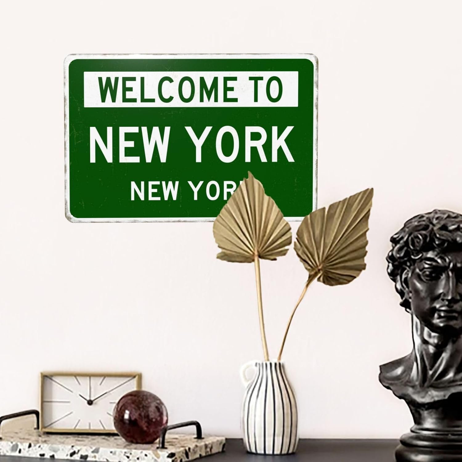 Vintage Metal Signs, Welcome to New York Retro Tin Sign, Home Bar Garage Man Cave Street Wall Decor Art, Present Gift for Friends, Housewarming 12 x 8 inch