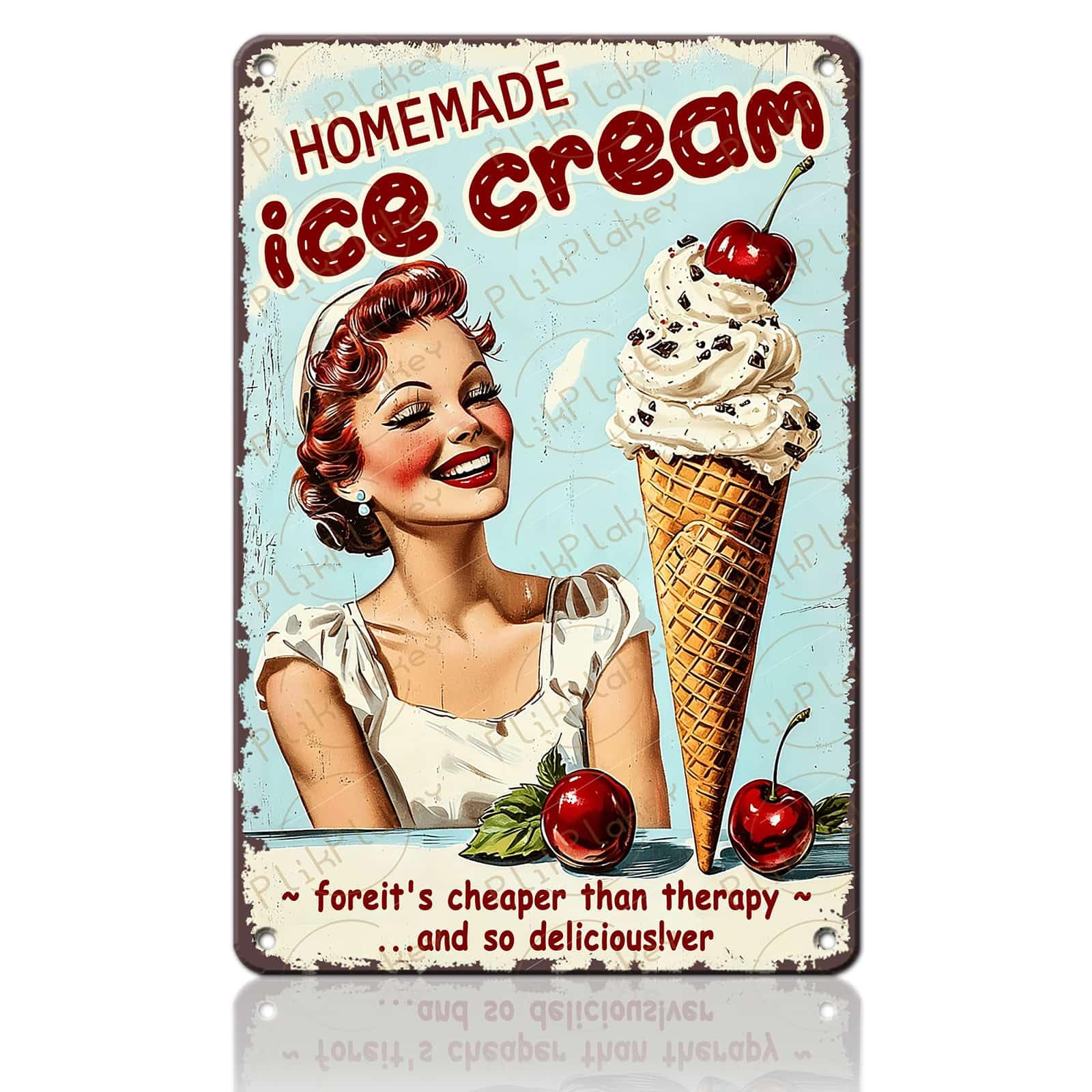 Vintage Metal Tin Sign Ice Cream Retro Sweet Food Diner Wall Decor Kitchen Cafe Bar Club Home Kids Room Living Room Dessert Store Hotel Poster 12x8 Inch