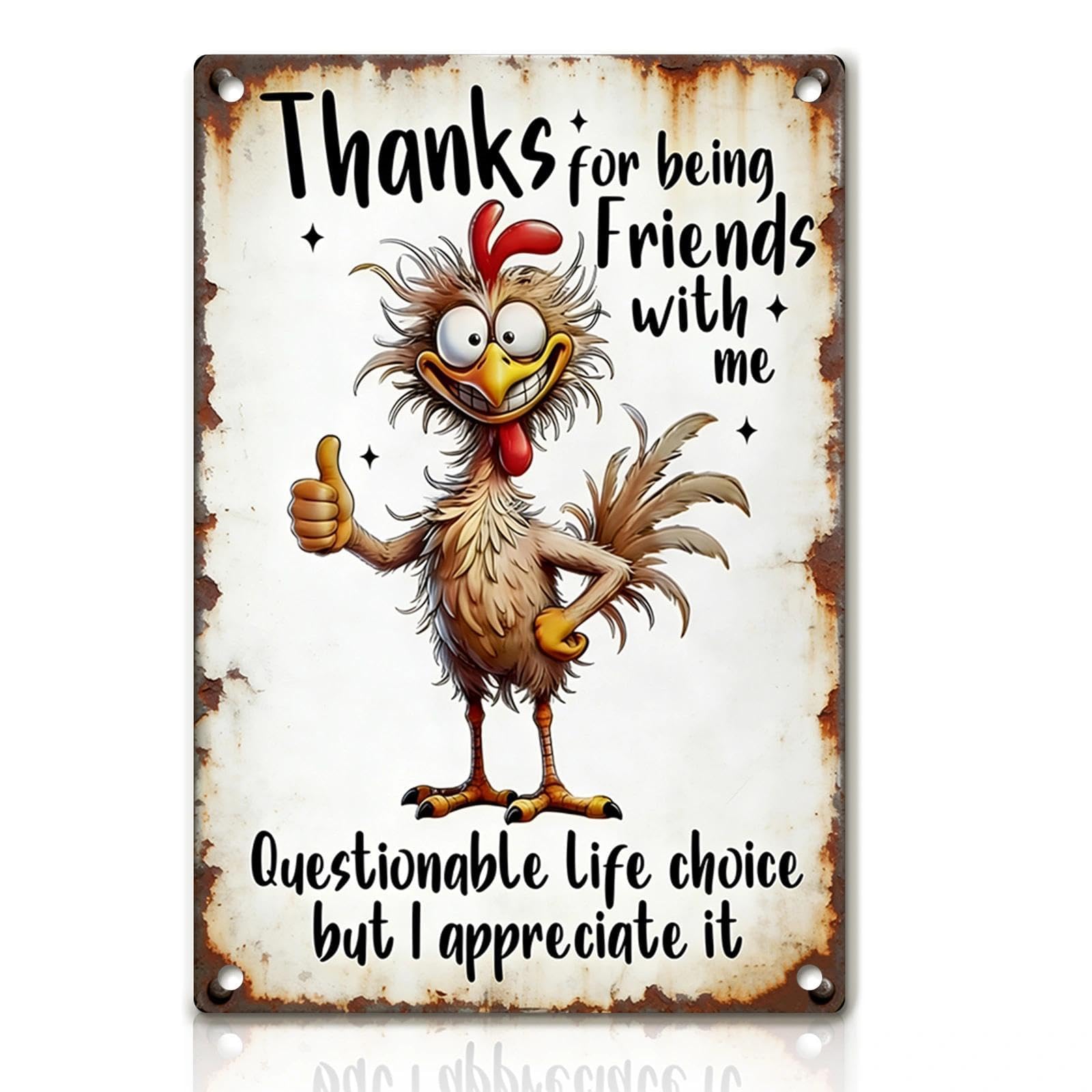 Chicken Metal Decor Sign Vintage Metal Tin Sign Wall Art Decor Cool Chicks Live Here Chicken Coop Signs Accessories for Outdoor Decorations Gifts for Women and Hen Lovers 8 X 12 Inch