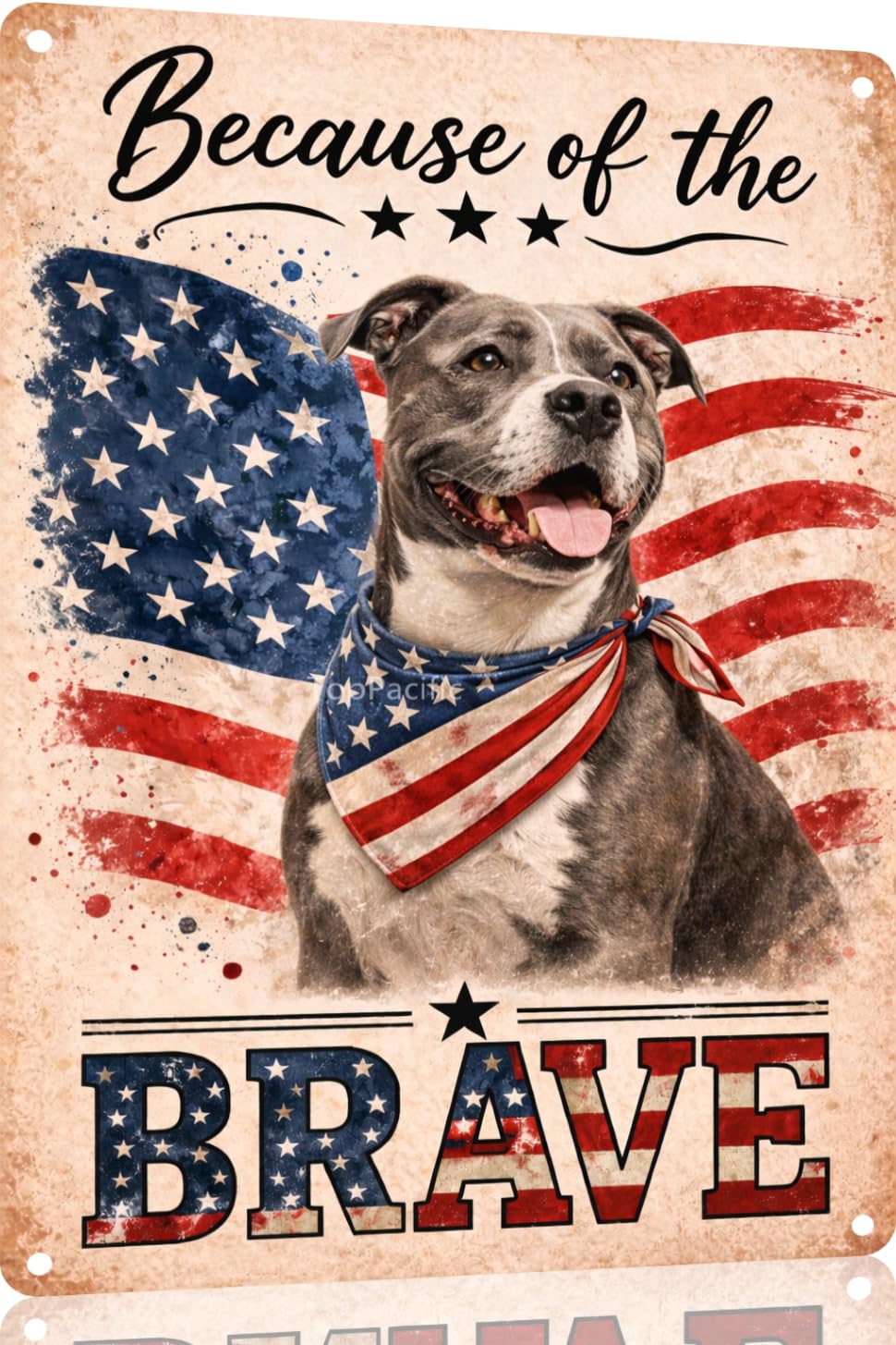 Patriotic Brittany-Spaniel Funny Tin Sign 12x8 Inch Vintage Metal Wall 4th of July Independence Day Art Retro Humor for Bathroom Kitchen Bedroom Room Home Gift Decoration(58978)