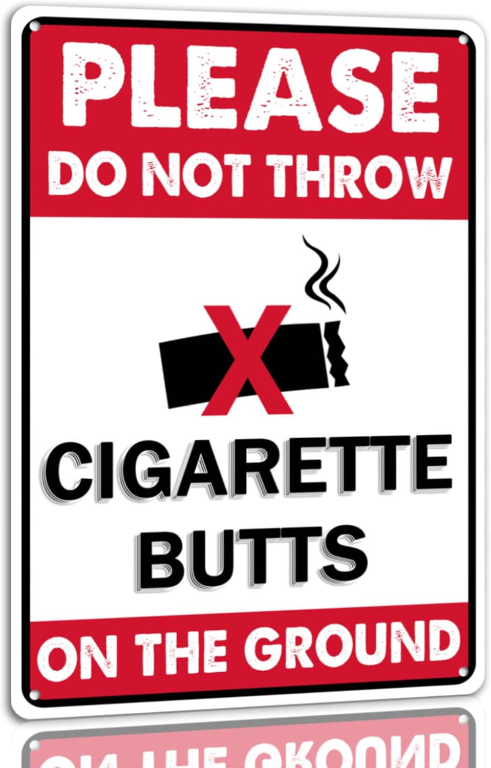 Please Do Not Throw Cigarette Butts On The Ground Tin Sign Funny Warning Metal Signs Yard Street Cafe Park Decor Signs 8x12 Inch