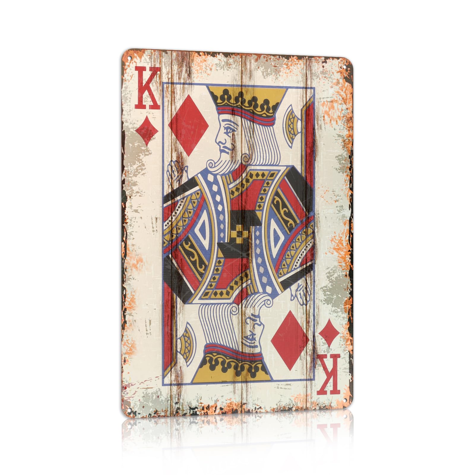 Vintage Poker Metal Sign Red Joker Tin Sign Playing Card Wall Sign Man Cave Home Wall Decor 12 x 8 Inch