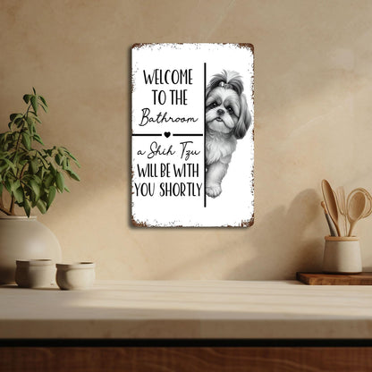 Funny Shih Tzu Dog Bathroom Metal Signs, Shih Tzu Lovers Gifts Tin Sin, Dog Lover Mom Dad Gifts Metal Wall Decor for Bathroom Washroom Restroom Toilet Decoration, 8x12 Inch