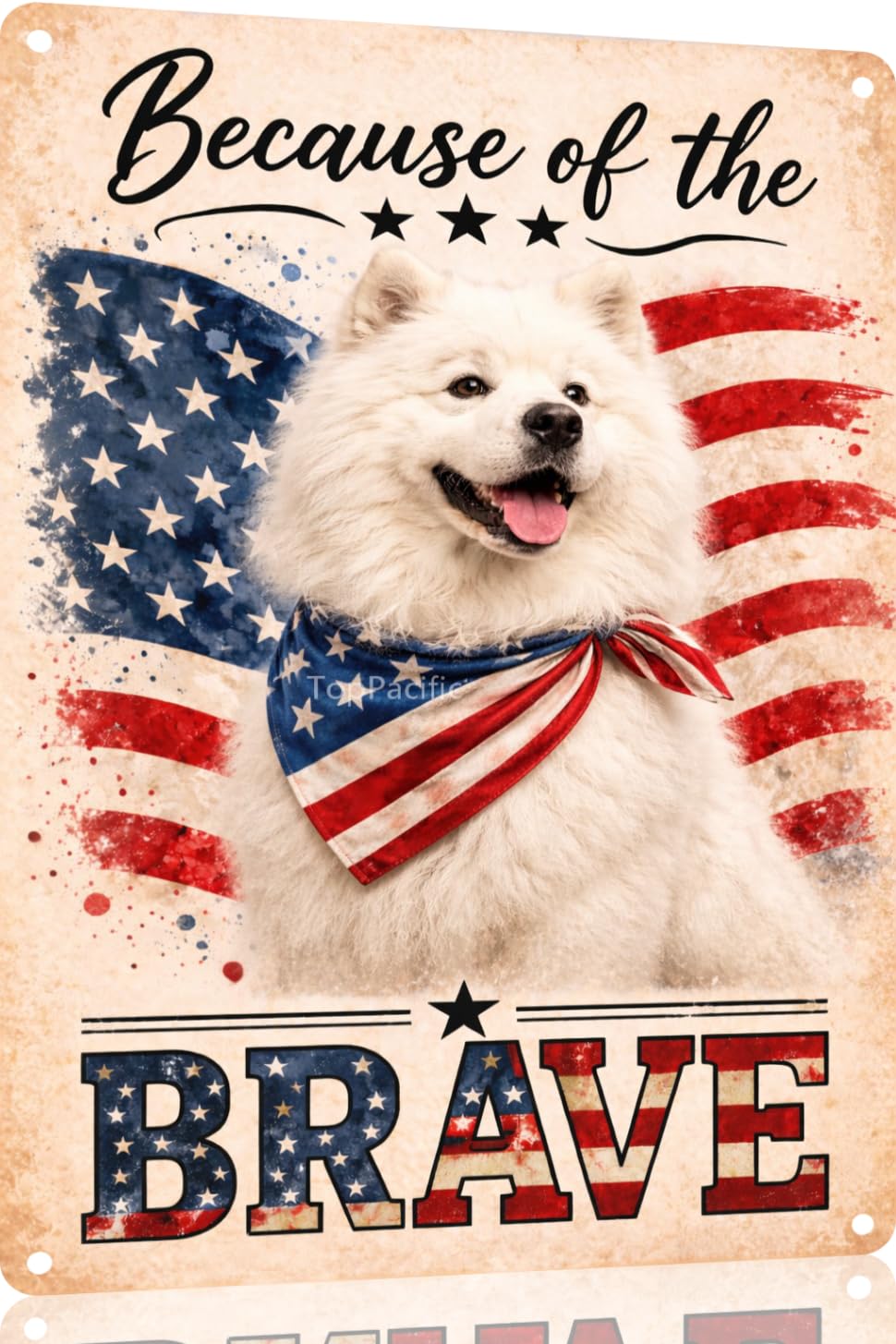 Patriotic Brittany-Spaniel Funny Tin Sign 12x8 Inch Vintage Metal Wall 4th of July Independence Day Art Retro Humor for Bathroom Kitchen Bedroom Room Home Gift Decoration(58978)
