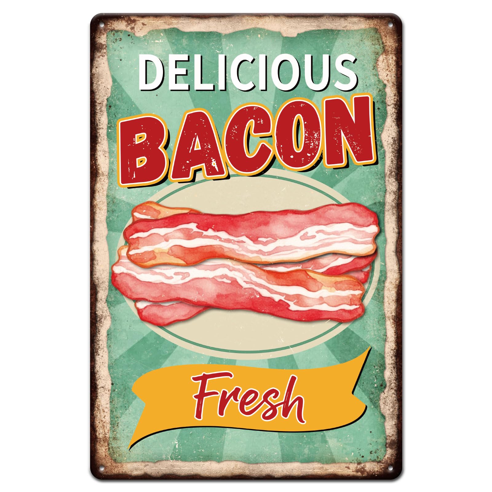 GLOBLELAND Hot Dog Fast Food Metal Tin Sign 8x12inch "Best In Town" Vintage Painting Tin Sign Wall Poster Plaque for Kitchen Breakfast Dining Room Café Brunch Culinary Room