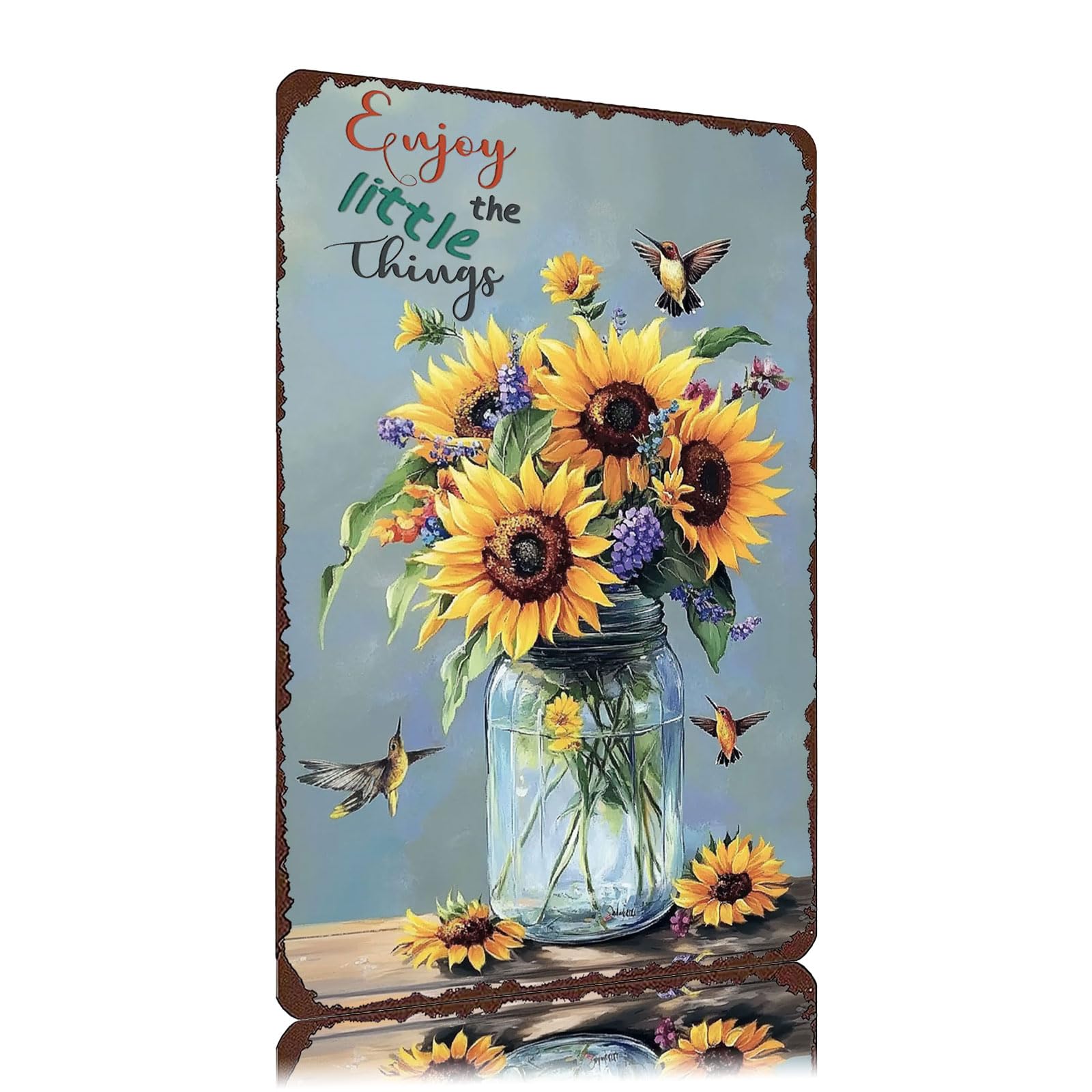 Metal Signs Wildflower Vintage Metal Tin Sign for Home Office Kitchen Bar Cafe Garden Wall Decor 12x8 Inch