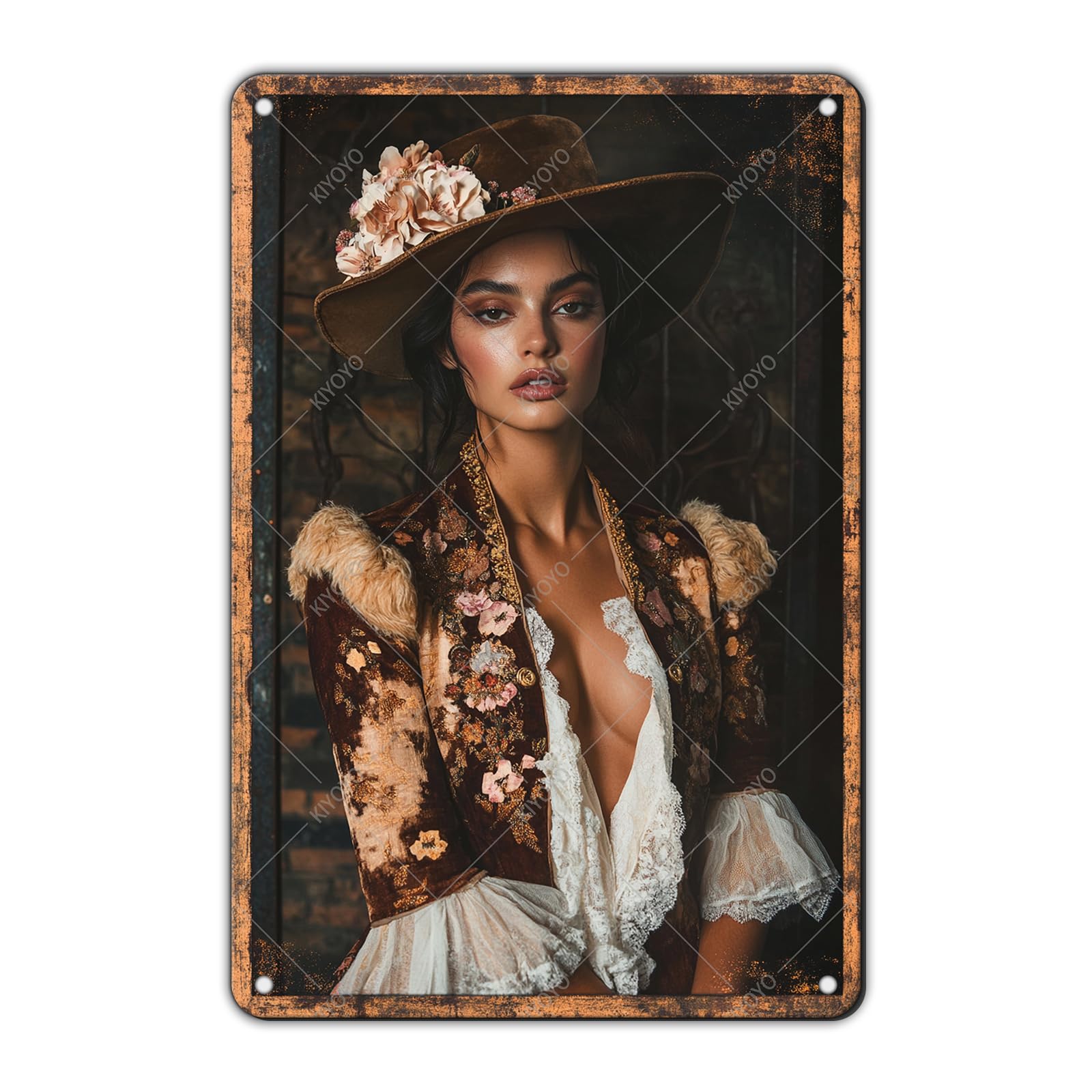 50s Pin up Girl Fishing Metal Tin Sign Open Fly Season Wall Decor Home Angler Cafes Lake House Seascape 12x8 Inch