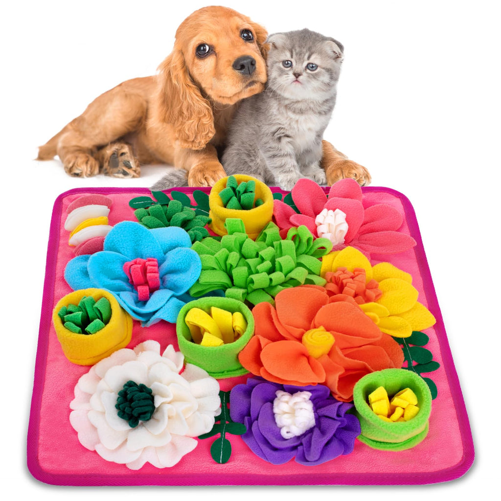 Snuffle Mat for Dogs, Sniff Mat Slow Feeding Mat for Small Pets Cats, Rabbits - Help Stress Relief and Training - Stimulate Your Pet's Foraging Skills! (Brown)