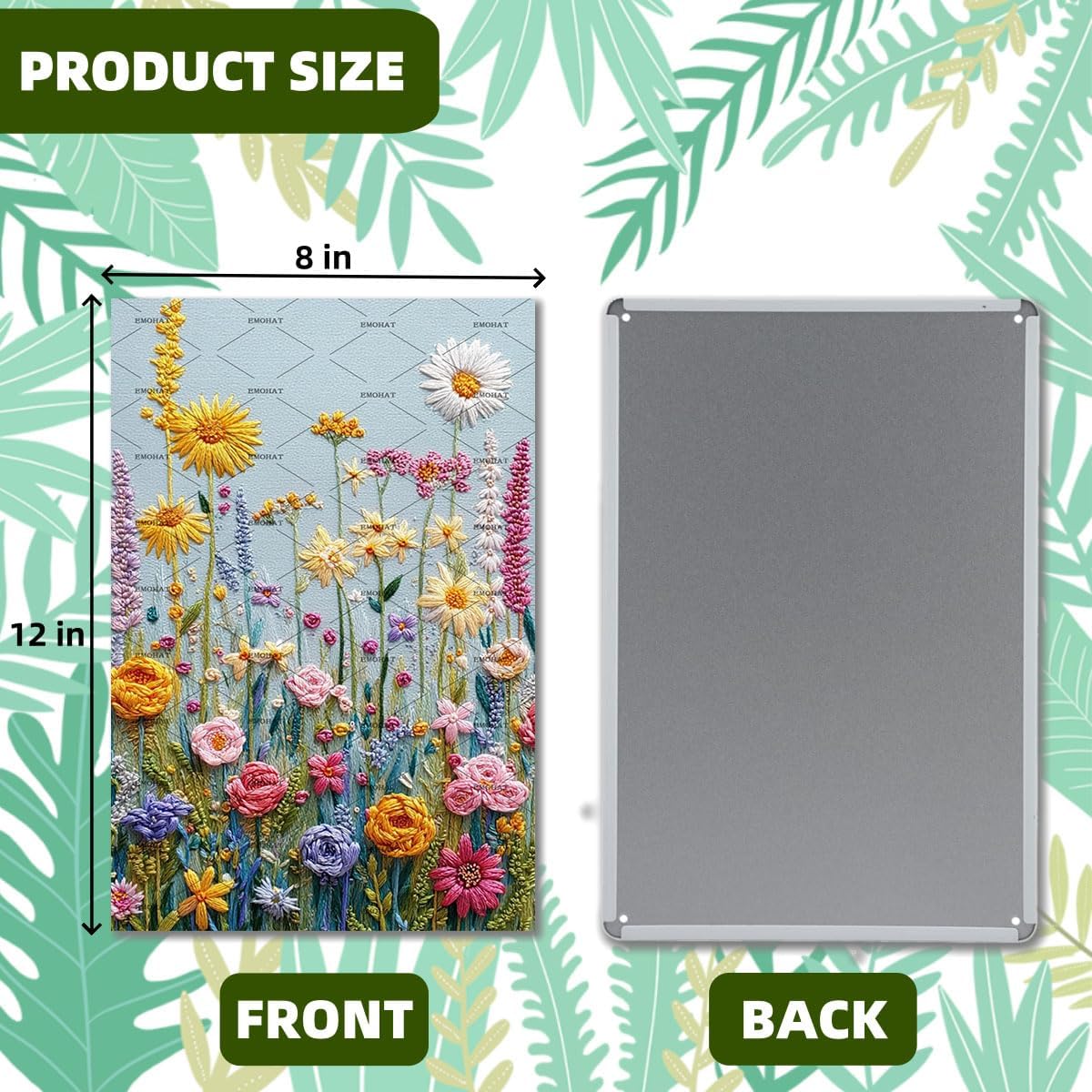 EMOHAT Colorful Flower Floral Metal Tin Sign, Vintage Farmhouse Wall Art for Home & Cafe, 8x12 Inch Spring Summer Decor for Indoor Outdoor Office Bar
