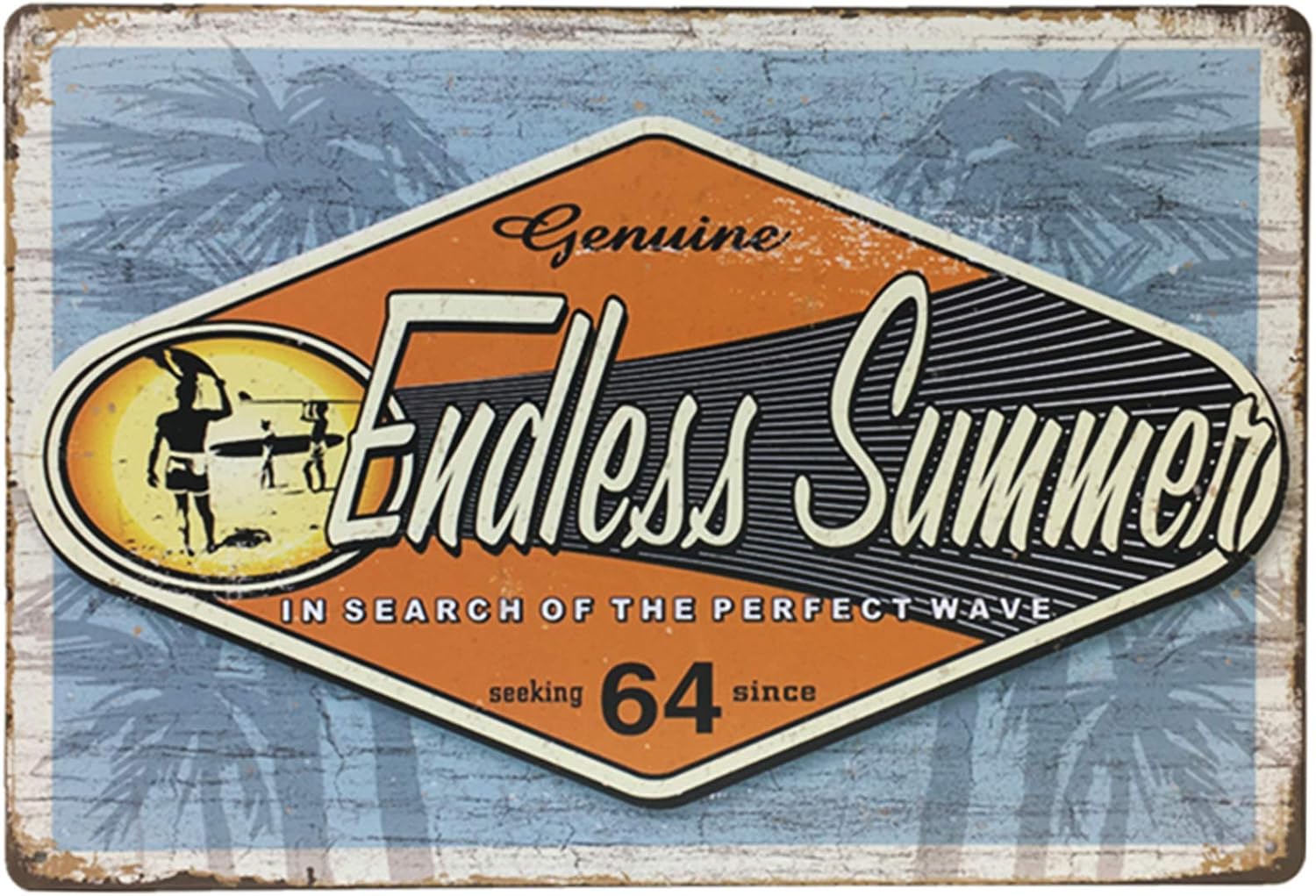 Flytime Genuine Endless Summer Seaside Beach Vintage Metal Tin Sign Wall Art Decor Coffee Retro Decoration for Home Bar 8X12Inch