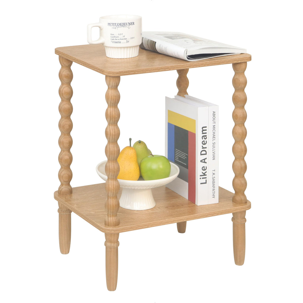 Fultyle Side Table, Small End Table with Storage Shelf, 2-Tier Small Coffee Tables Living Room for Bedroom, Narrow Spaces (Rustic Brown)