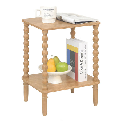 Fultyle Side Table, Small End Table with Storage Shelf, 2-Tier Small Coffee Tables Living Room for Bedroom, Narrow Spaces (Rustic Brown)