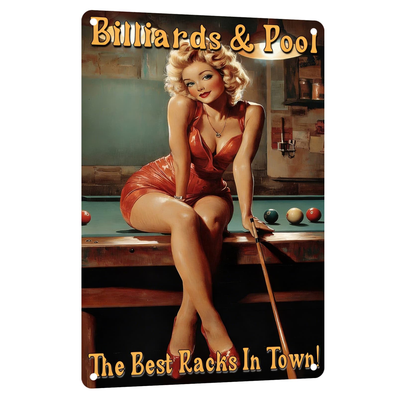 Billiards Metal Sign Less Talk More Chalk Billiards Vintage Art Wall Decor Funny Pool Decor for Man Cave Game Room Bar Garage Billiard Room 8x12 Inch