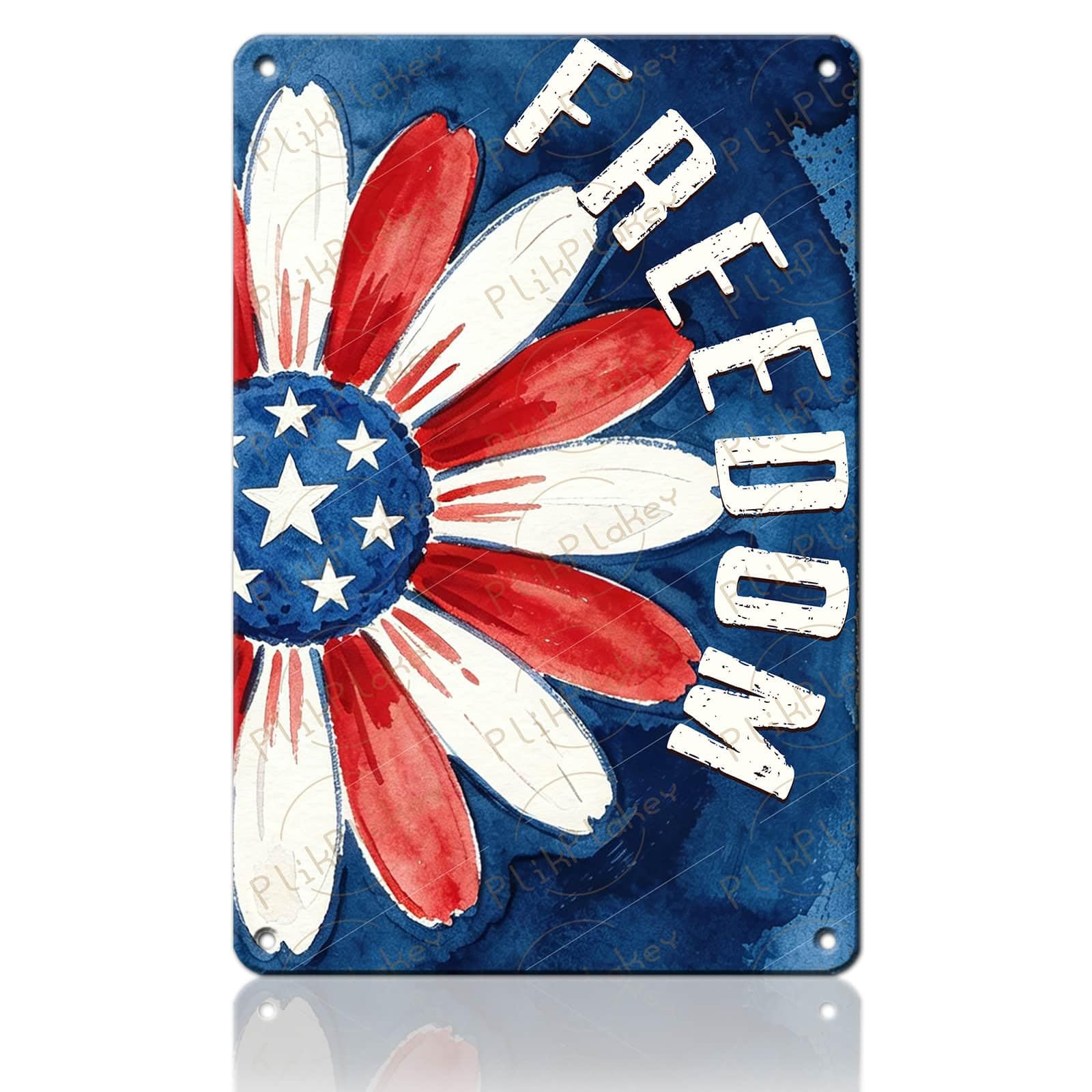 Patriotic 4th of July Tin Sign Happy Independence Day Popsicle Wall Art Vintage Retro Home Decor for Bar Living Room Bedroom Cafe Decoration 12x8 Inch