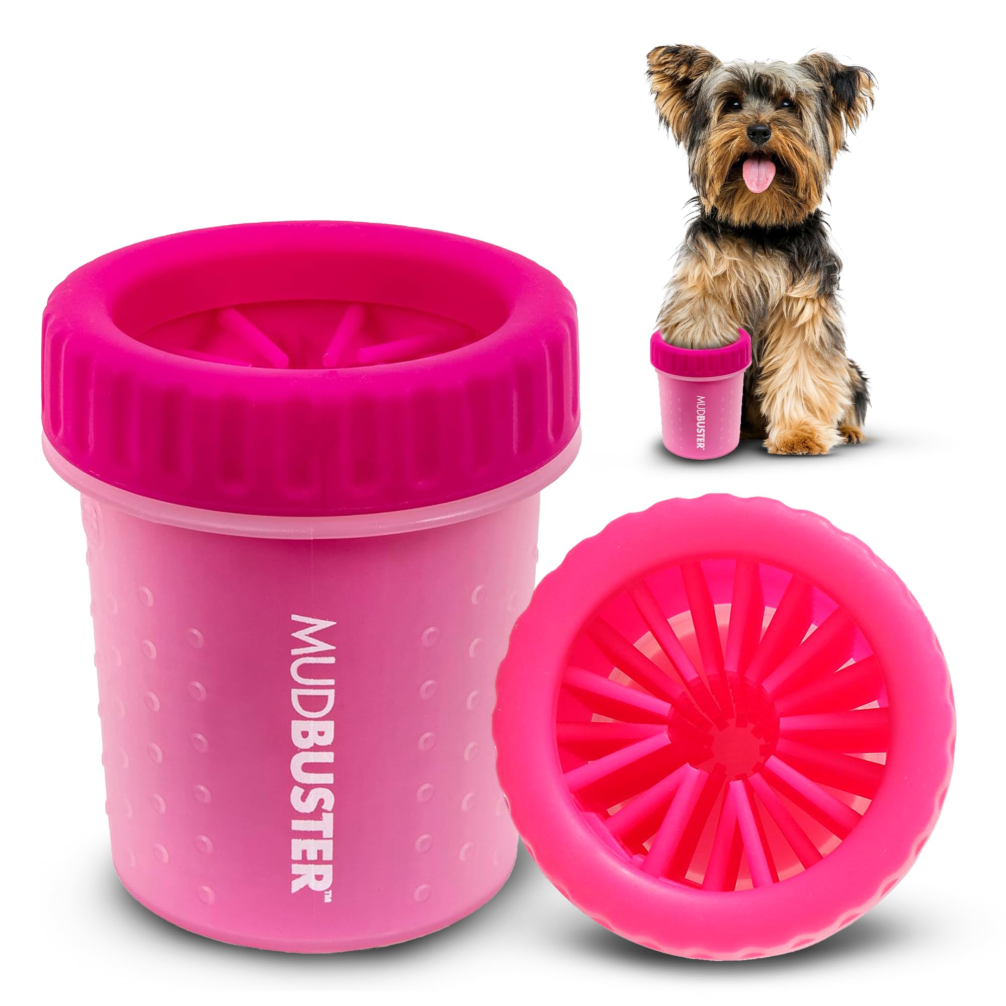 Dexas Pink Medium Dog Paw Cleaner, MudBuster - Premium Quality Pet Supplies and Dog Accessories for Dogs, Easy to Use, Mess Free, BPA Free, Patented Product