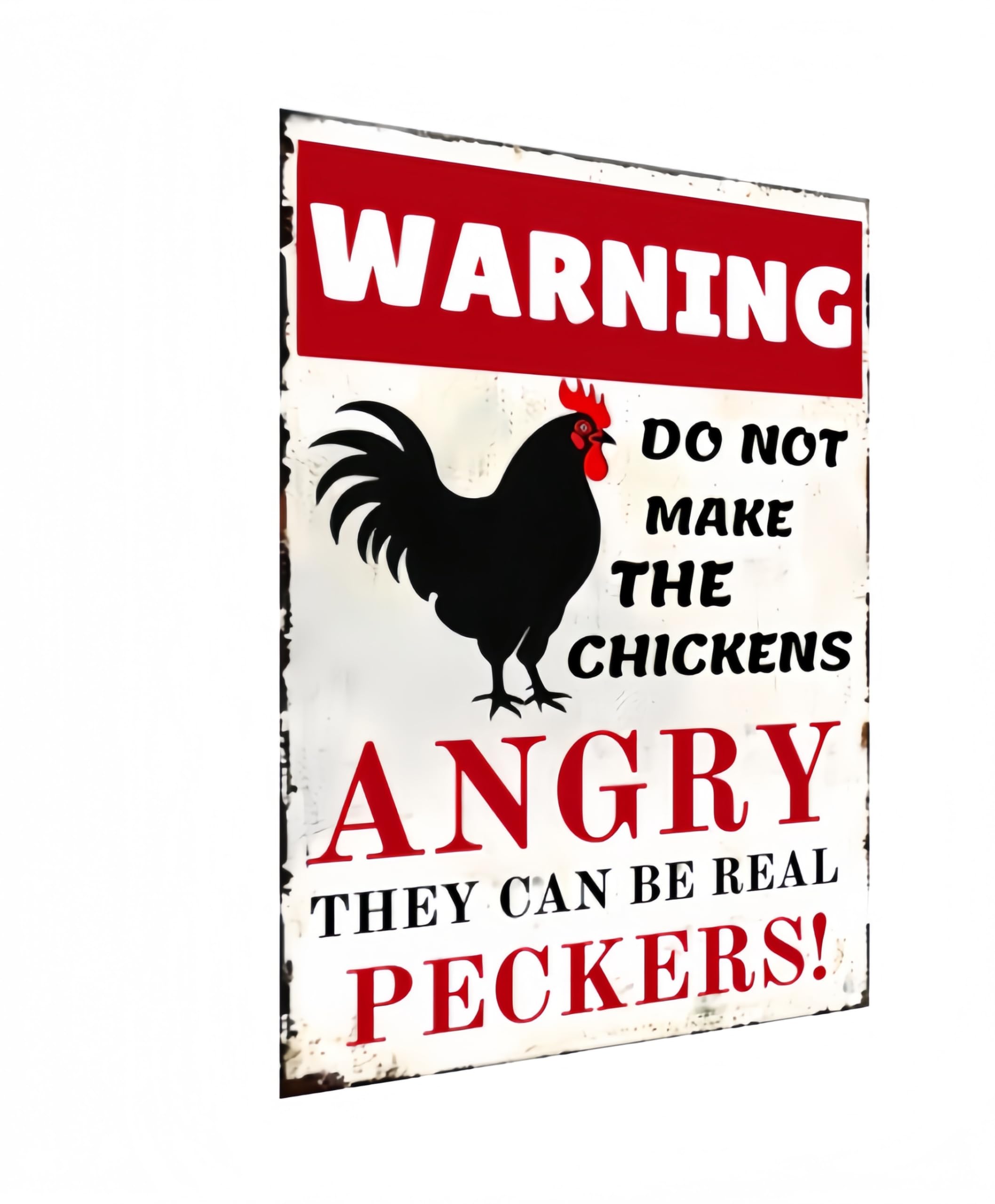 Funny Chicken Sign – Retro Tin Sign for Coop, Farmhouse, or Kitchen Wall, Cute Farm Animal Decor for Chicken Lovers, 12x8 Inch