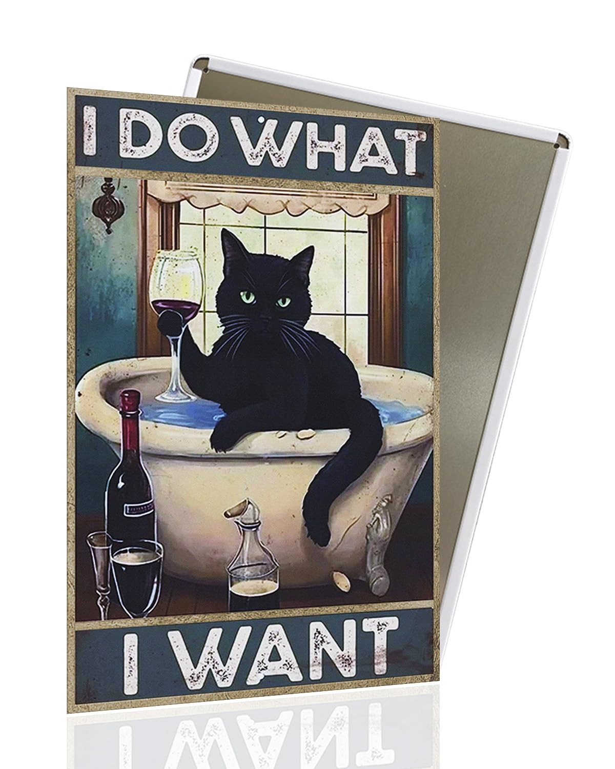 Vintage Black Cat Metal Sign, That's What I Do I Bake And I Know Things Funny Cat Sign Wall Decor for Bedroom Bathroom Retro Metal Tin Sign, Metal Cat Sign Home Decor For Cat Lovers 8x12â€³