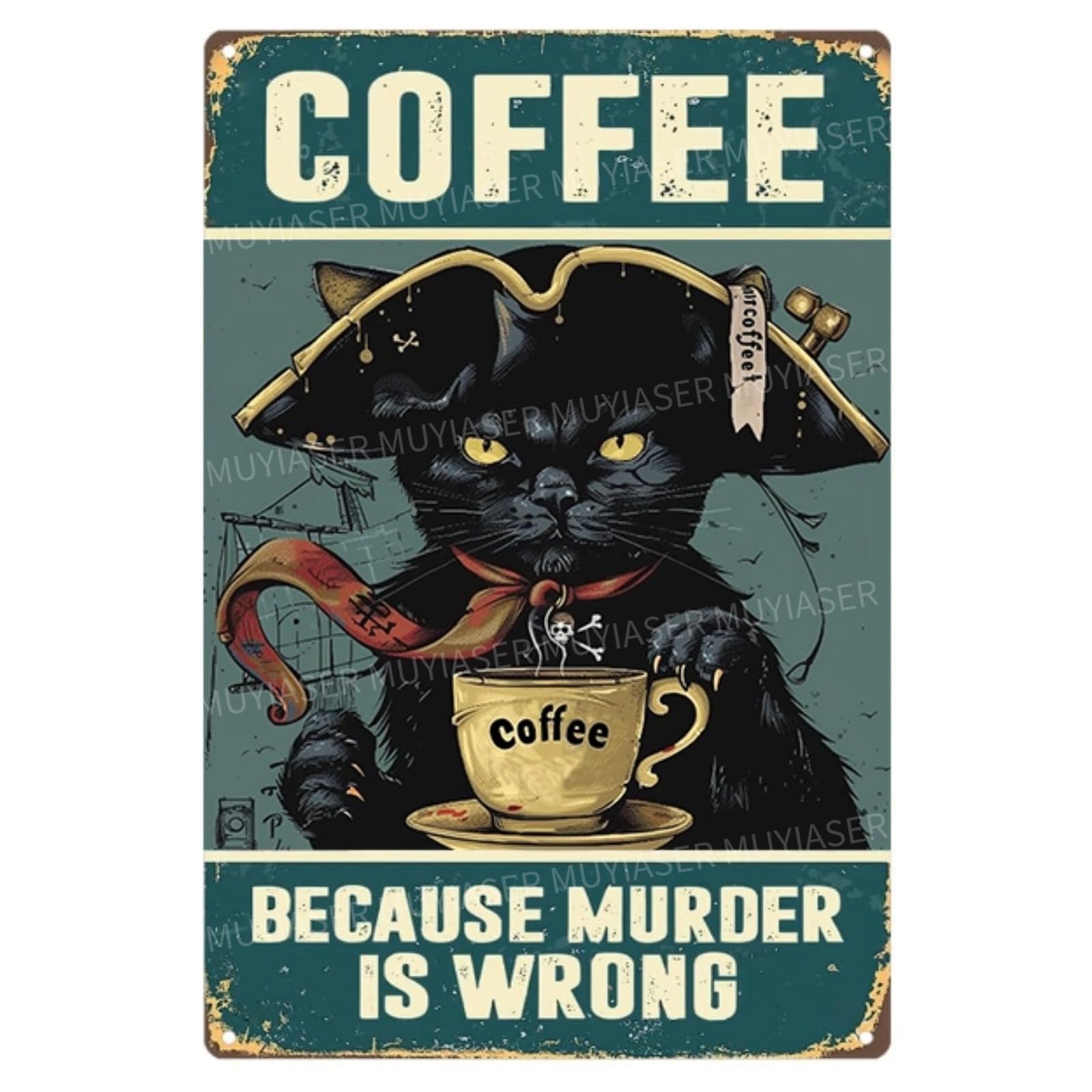 Metal Sign Easily Distracted By Cats & Garden Vintage Retro Aluminum Tin Sign for Garden, Kitchen, Office, Home, Bar, Cafe Decor 8x12 Inch