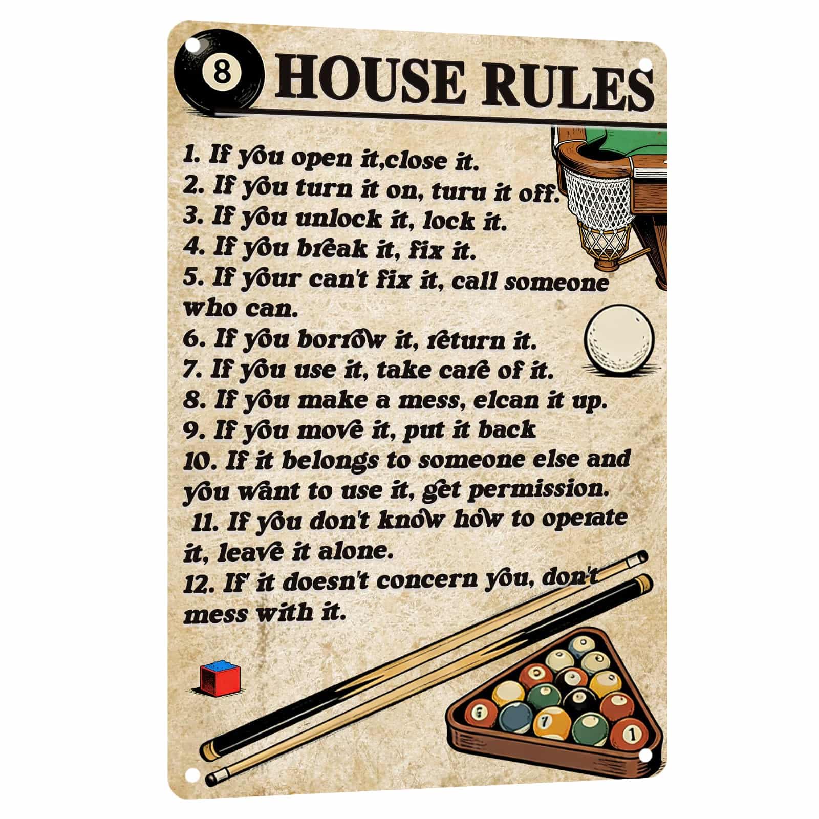 Billiards Metal Sign Less Talk More Chalk Billiards Vintage Art Wall Decor Funny Pool Decor for Man Cave Game Room Bar Garage Billiard Room 8x12 Inch