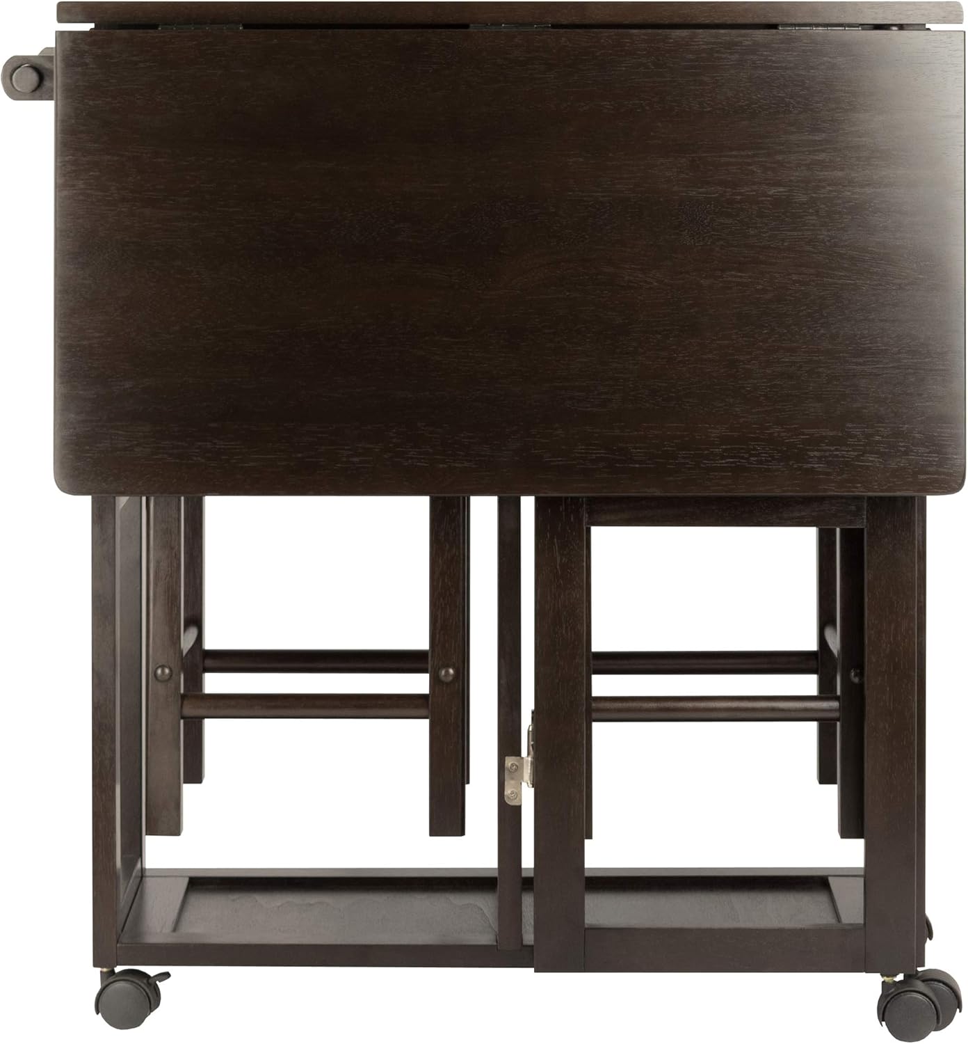 Winsome Suzanne Kitchen Table Set with Stools, 33" in Coffee, Convenient Sturdy Mobile Kitchen & Dining Room Table & Chairs with Storage for Small Spaces, Dorms, Apartments