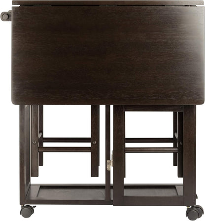 Winsome Suzanne Kitchen Table Set with Stools, 33" in Coffee, Convenient Sturdy Mobile Kitchen & Dining Room Table & Chairs with Storage for Small Spaces, Dorms, Apartments