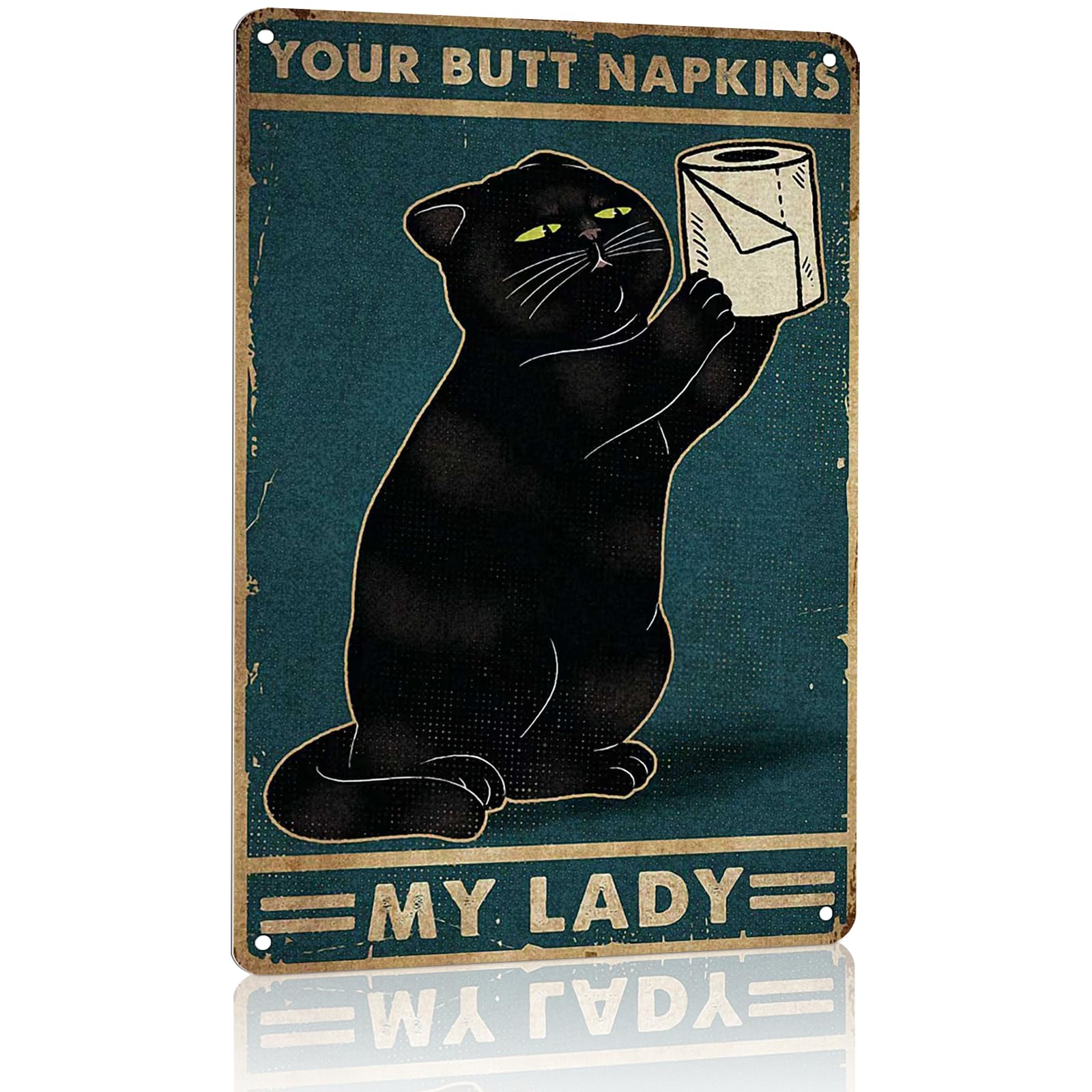 Funy Bathroom Sign Vintage Toilet Metal Tin Signs "Hello Sweet Cheeks" Funny Bathroom Metal Wall Art Print, Toilet Tin Signs Durable Retro Metal Signs Wall Decor Prints for Home, Restroom, Toilet or Bathroom 8x12 Inch