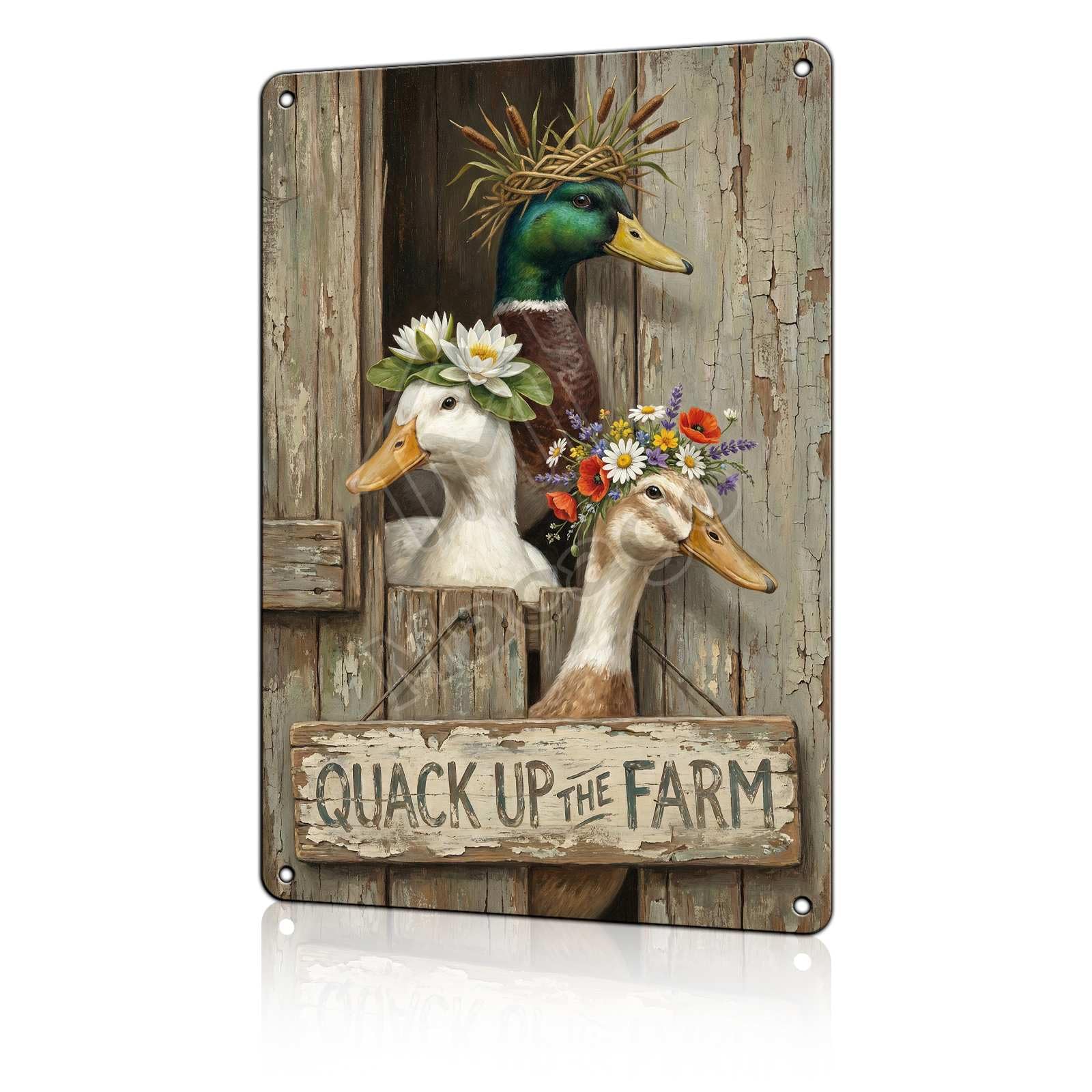 Rise and Shine Chicken Metal Tin Sign - Rustic Farmhouse Kitchen Wall Decor - Cute Rooster & Hen Art Poster for Coffee Bar or Breakfast Nook 8x12 inch