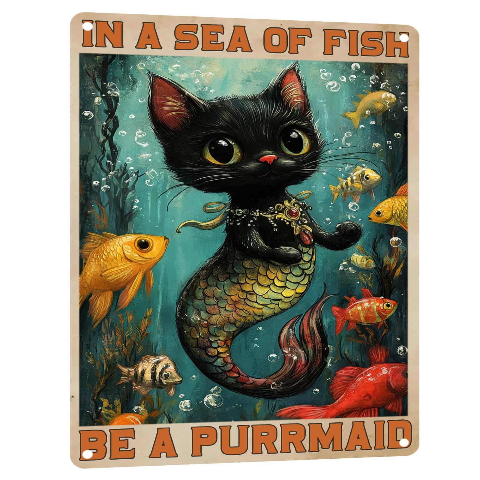 Mermaid Metal Tin Sign Vintage Mermaid Bathroom Decor Wall Art Rustic Funny Bathroom Sign for Home Restroom Washroom Decor 8x12 Inch