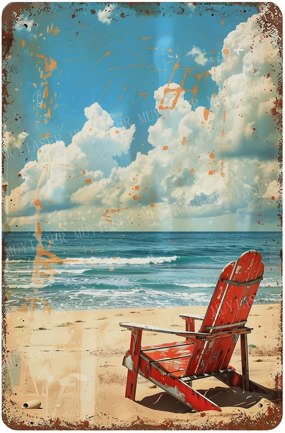 Retro Beach Aluminum Vintage Tin Sign for Kitchen Office Home Bar Cafe Decor 8x12 Inch