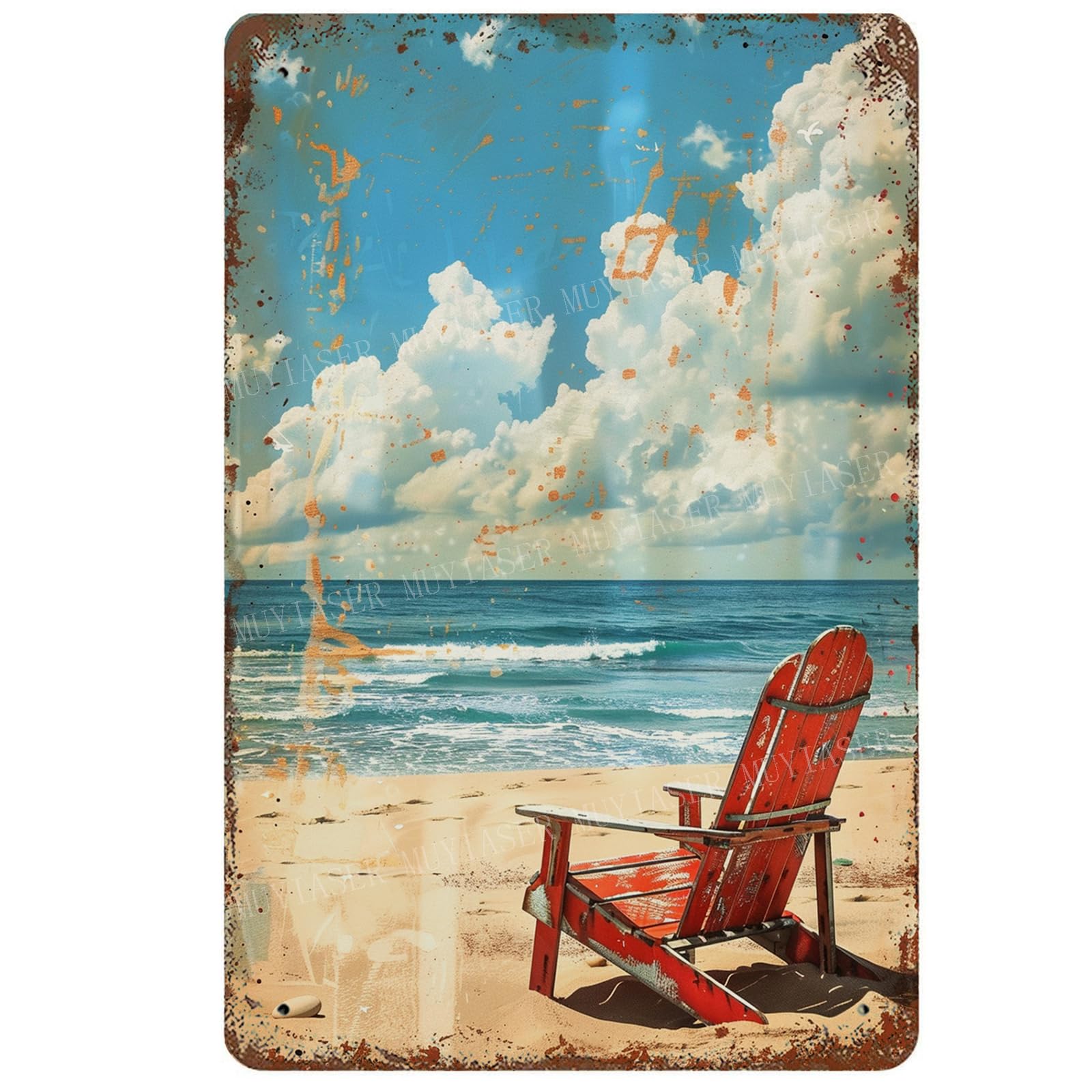 Retro Beach Aluminum Vintage Tin Sign for Kitchen Office Home Bar Cafe Decor 8x12 Inch