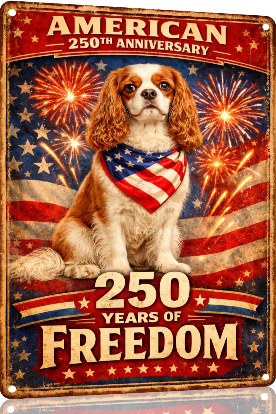American 250th Anniversary Border Collie Funny Tin Sign 12x8 Inch Independence Day Vintage Metal Wall Art Retro Humor for Kitchen Bedroom Room Home Gift Decoration(59342)