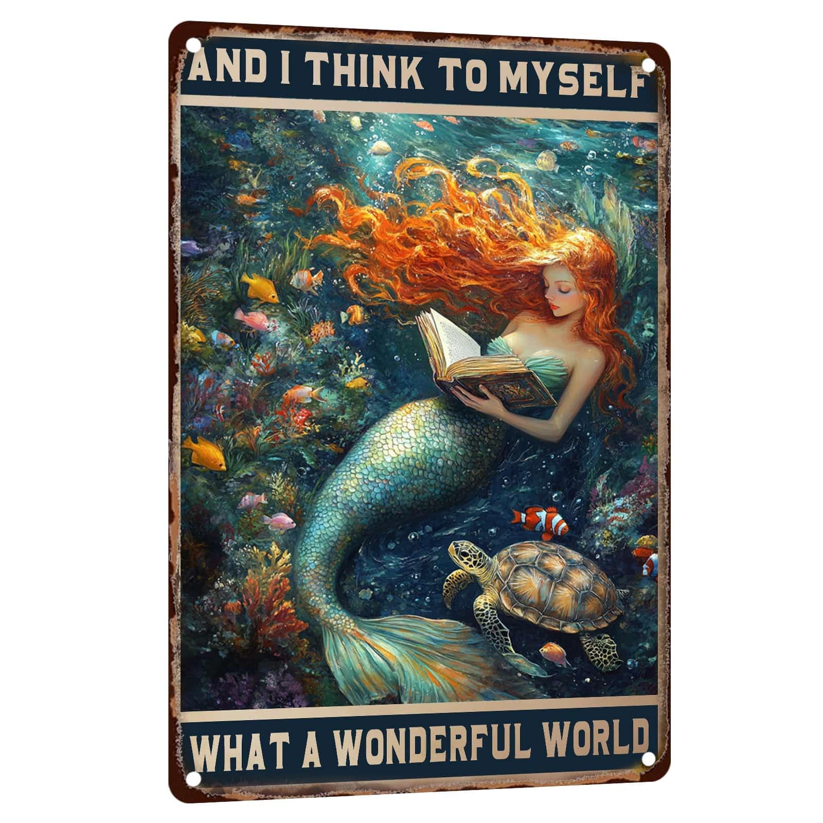 Mermaid Metal Tin Sign Vintage Mermaid Bathroom Decor Wall Art Rustic Funny Bathroom Sign for Home Restroom Washroom Decor 8x12 Inch