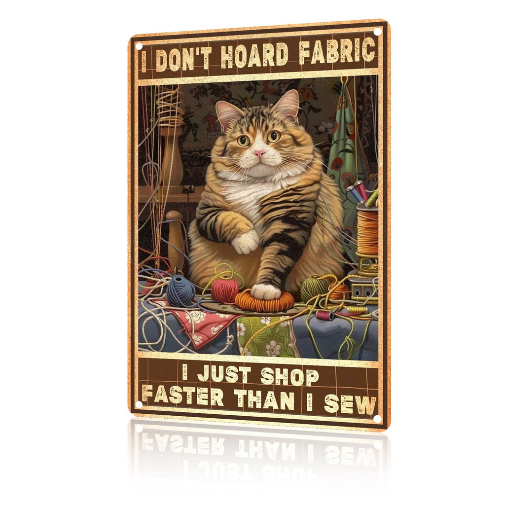 Cat Metal Tin Sign It's Fine I'm Fine Retro Wall Art Decor Funny Signs Bar Pub Club Indoor Home Gifts 8x12 inch