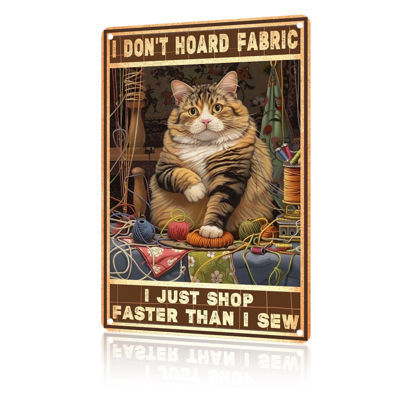 Cat Metal Tin Sign It's Fine I'm Fine Retro Wall Art Decor Funny Signs Bar Pub Club Indoor Home Gifts 8x12 inch