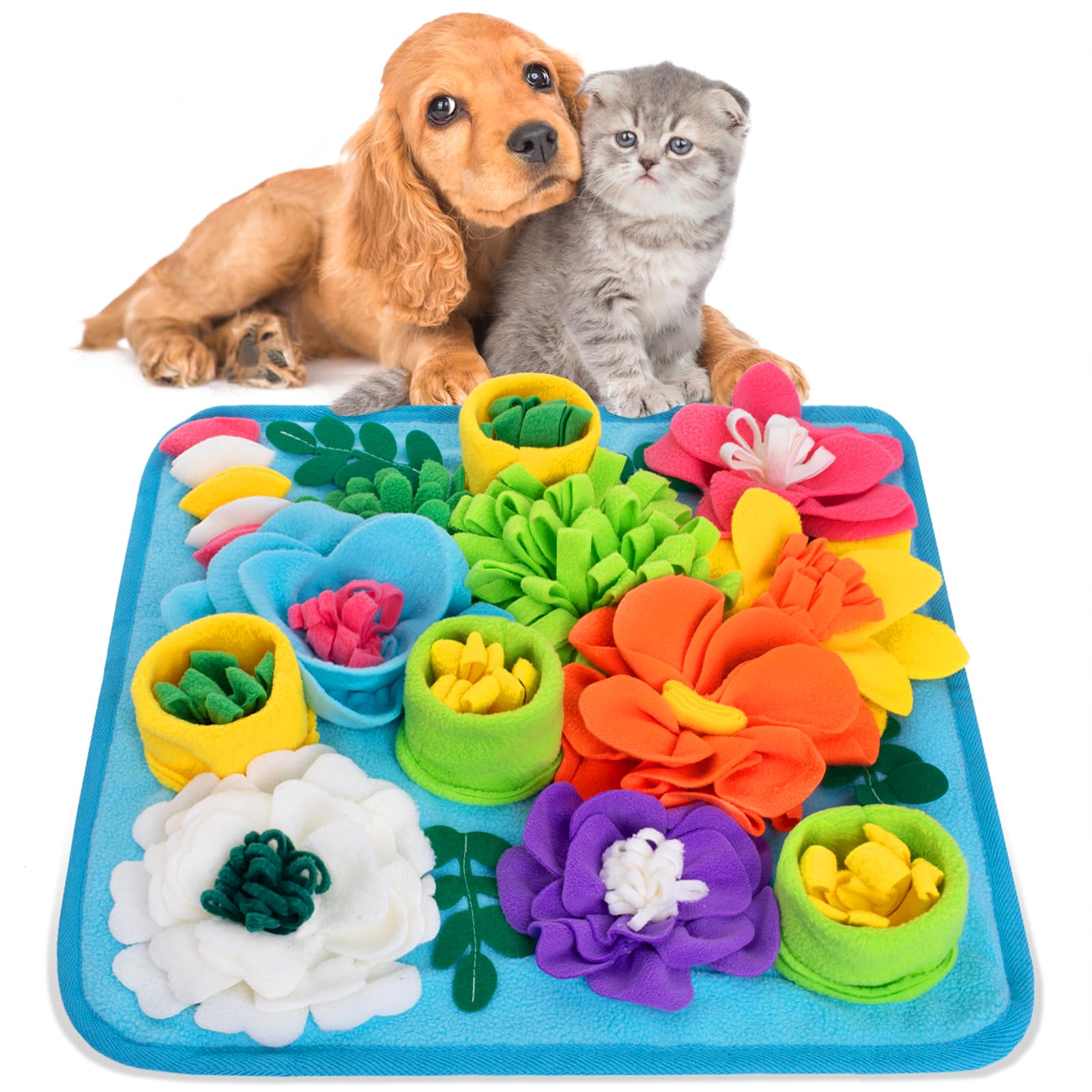 Snuffle Mat for Dogs, Sniff Mat Slow Feeding Mat for Small Pets Cats, Rabbits - Help Stress Relief and Training - Stimulate Your Pet's Foraging Skills! (Brown)