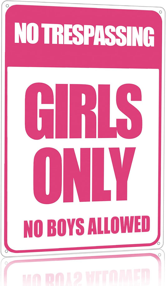 Smilelife Girls Gifts Funny Only Sign No Trespassing No Boys Allowed Tin Sign for Room Bedroom Dorm Wall Decor 8 X 12 Inch (3010)
